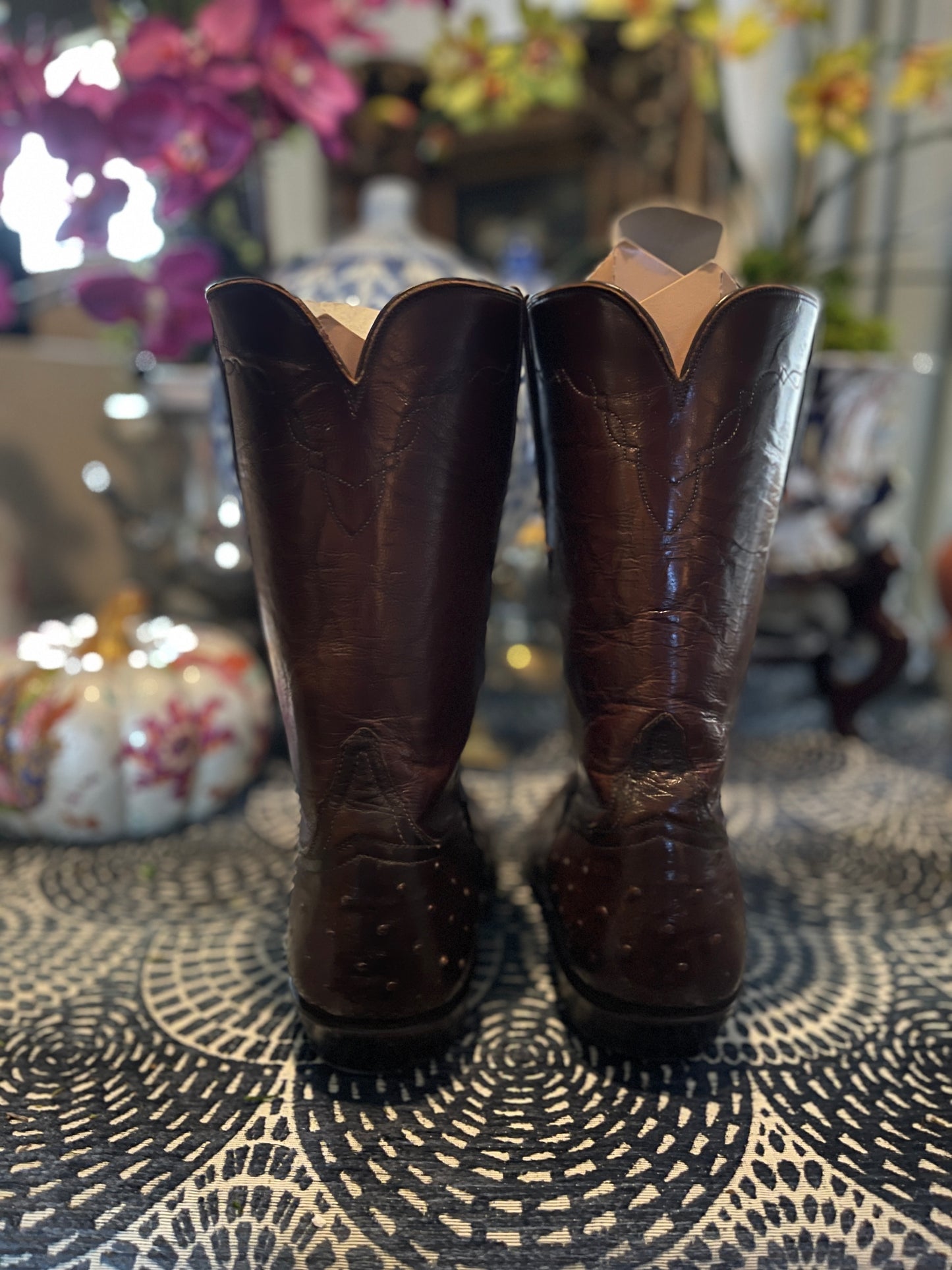 Vintage Lucchese Full Quil Ostrich Roper, Men’s size 9D