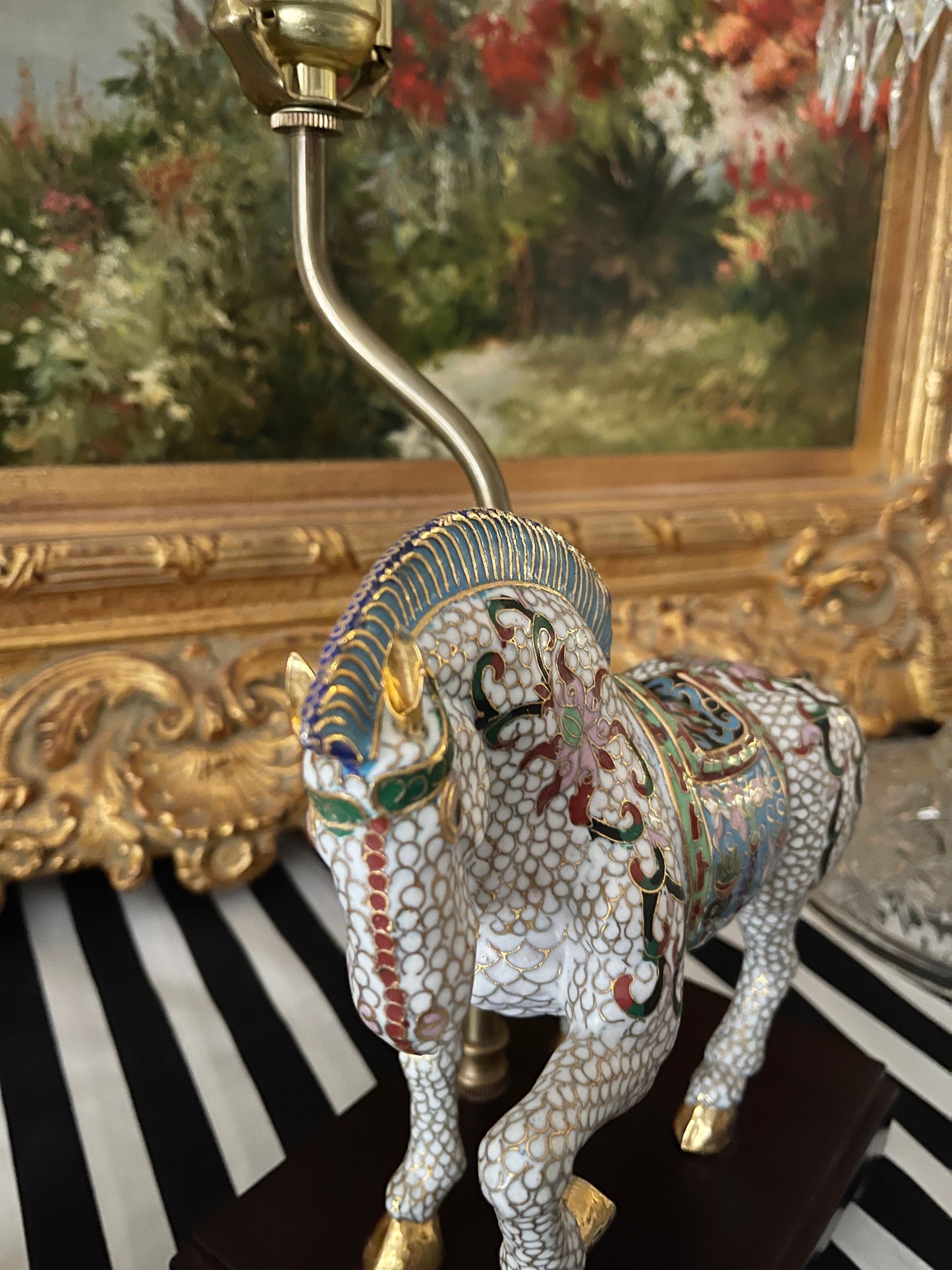 Cloisonné Horse Table Lamp