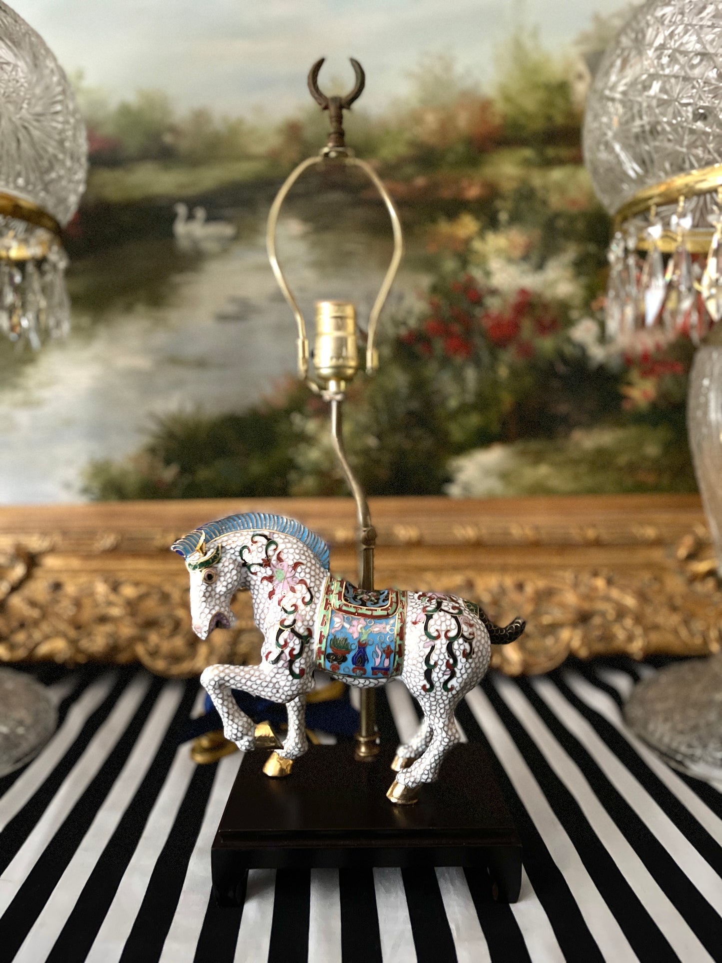 Cloisonné Horse Table Lamp