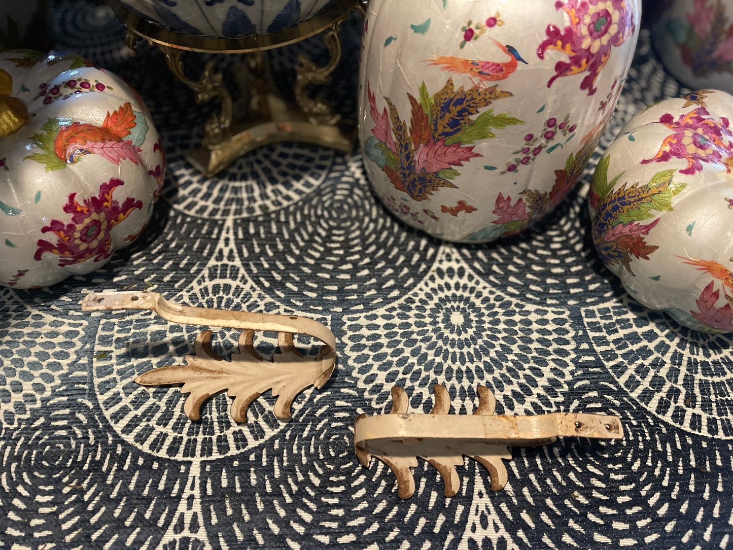 Cream Tole Tie Backs, Pair