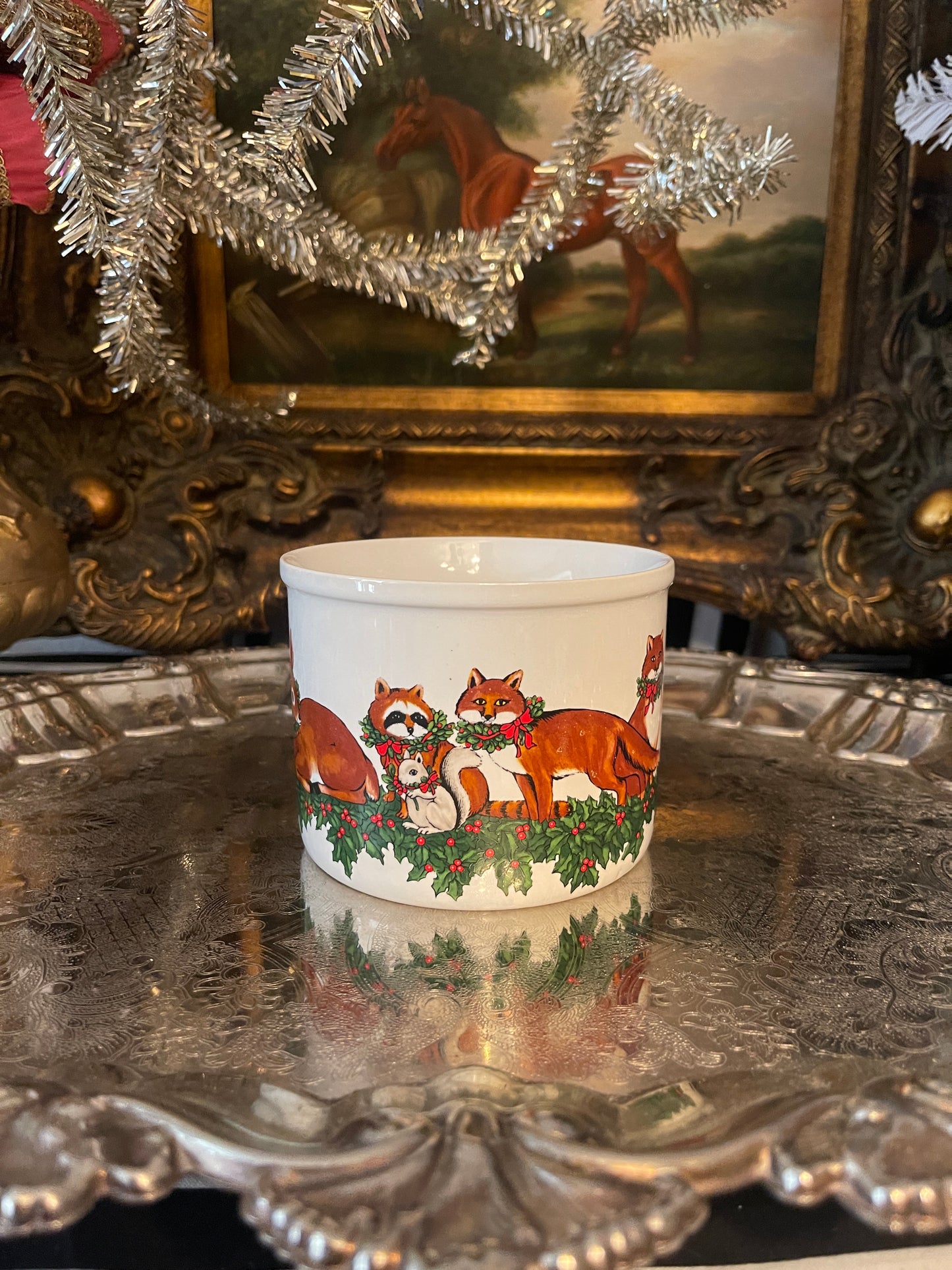 Vintage CMC 1991 Animal Christmas Print Bowl Dish