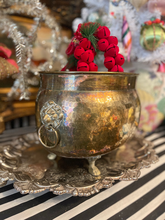 Brass Empire Vessel with Lions Heads and Paw Feet