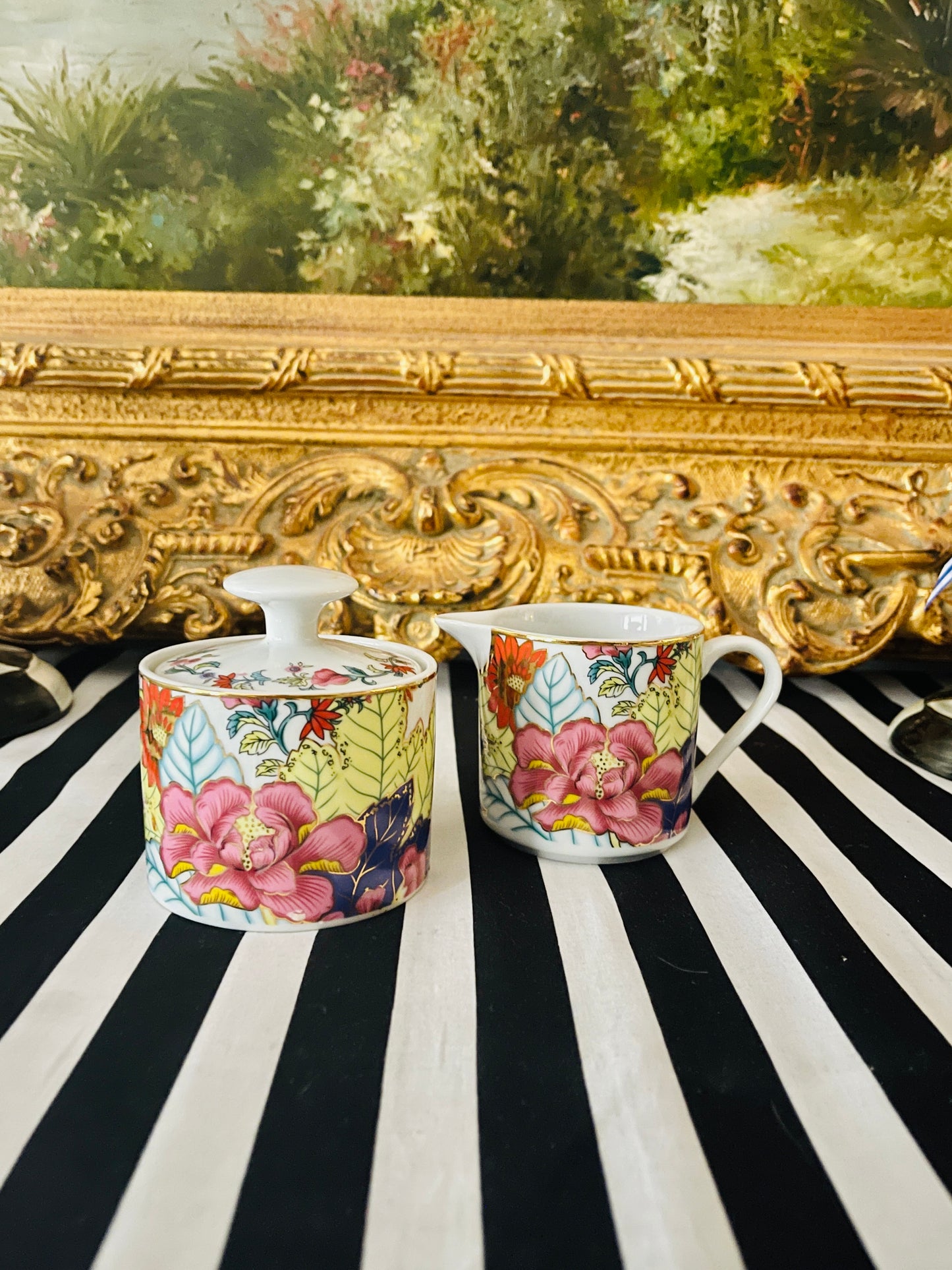Imperial Leaf Tobacco Leaf Creamer and Sugar Set
