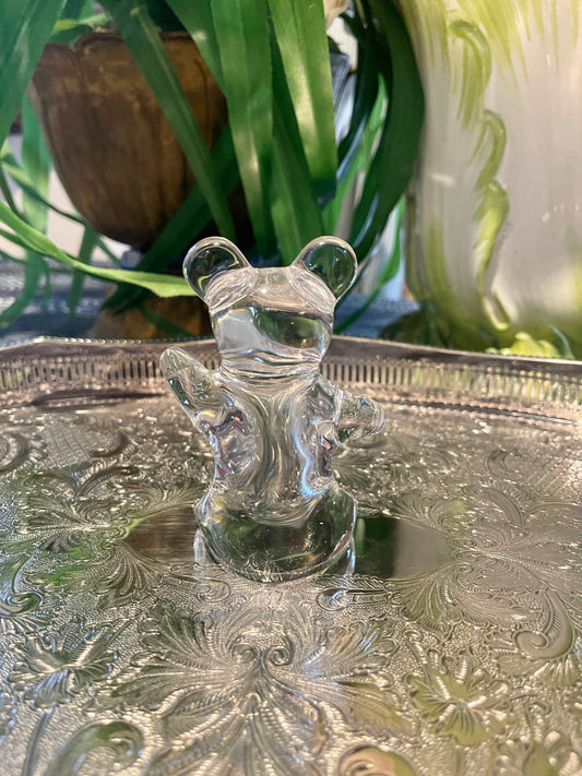 Daum France Crystal Teddy Bear, Signed