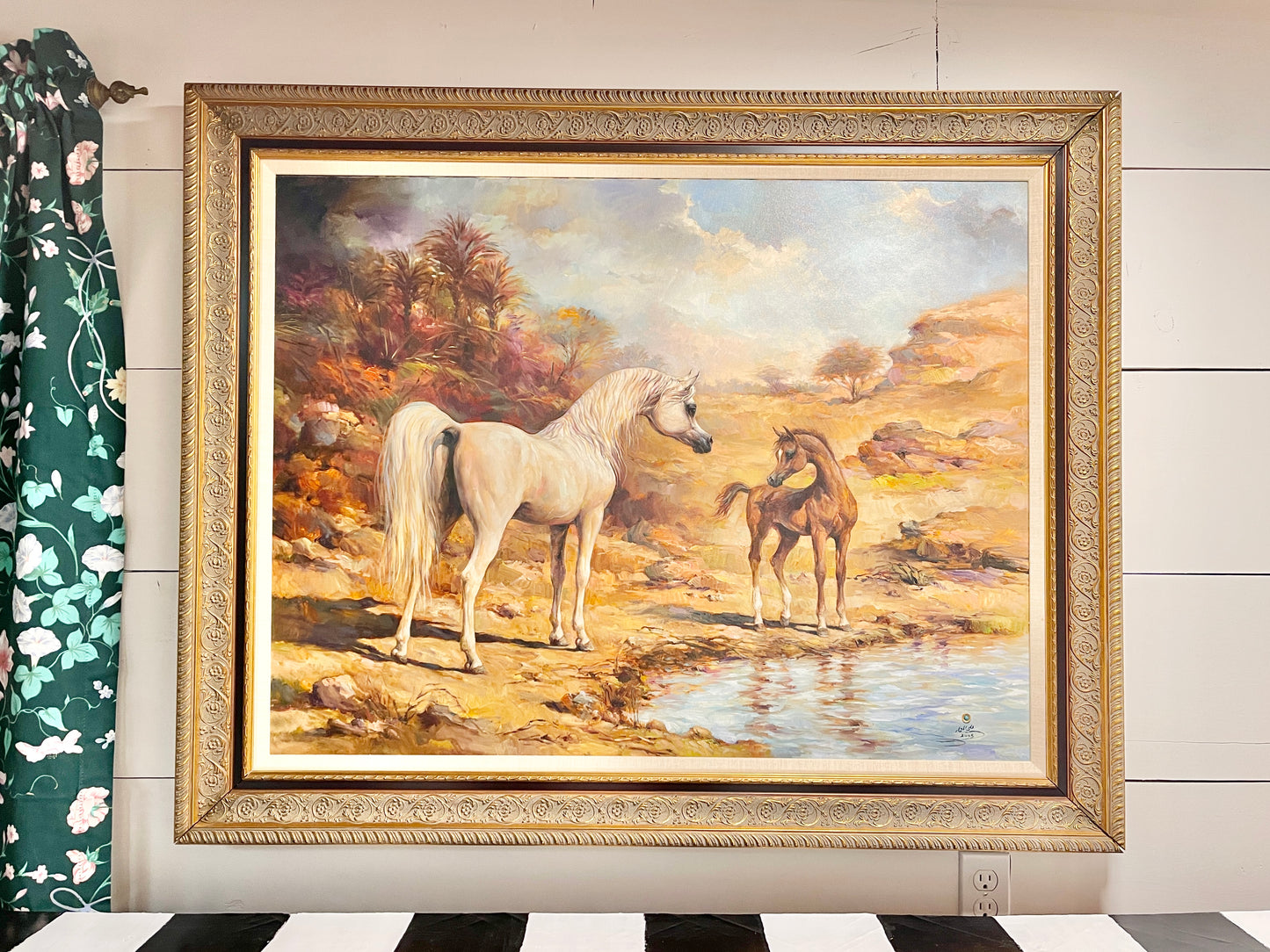 Arabian Horse Painting by Noted Artist Ali Al Mimar, Estate Art