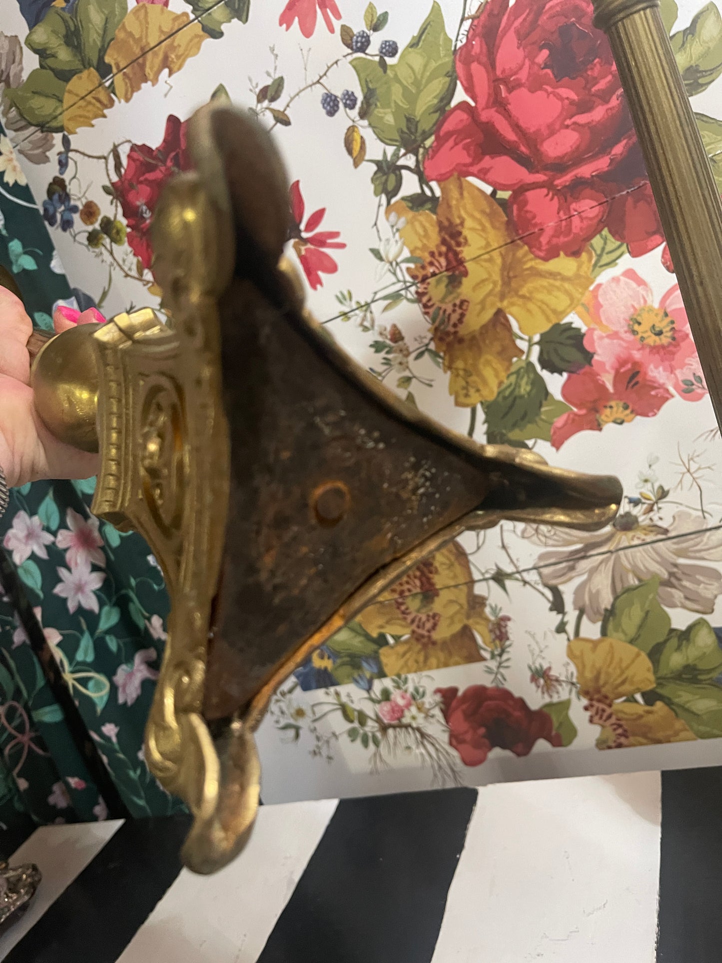 20th Century Pair of Brass Altar Stick Candlesticks with Jesus and Sacred Hearts, Altarware Brass Candlesticks