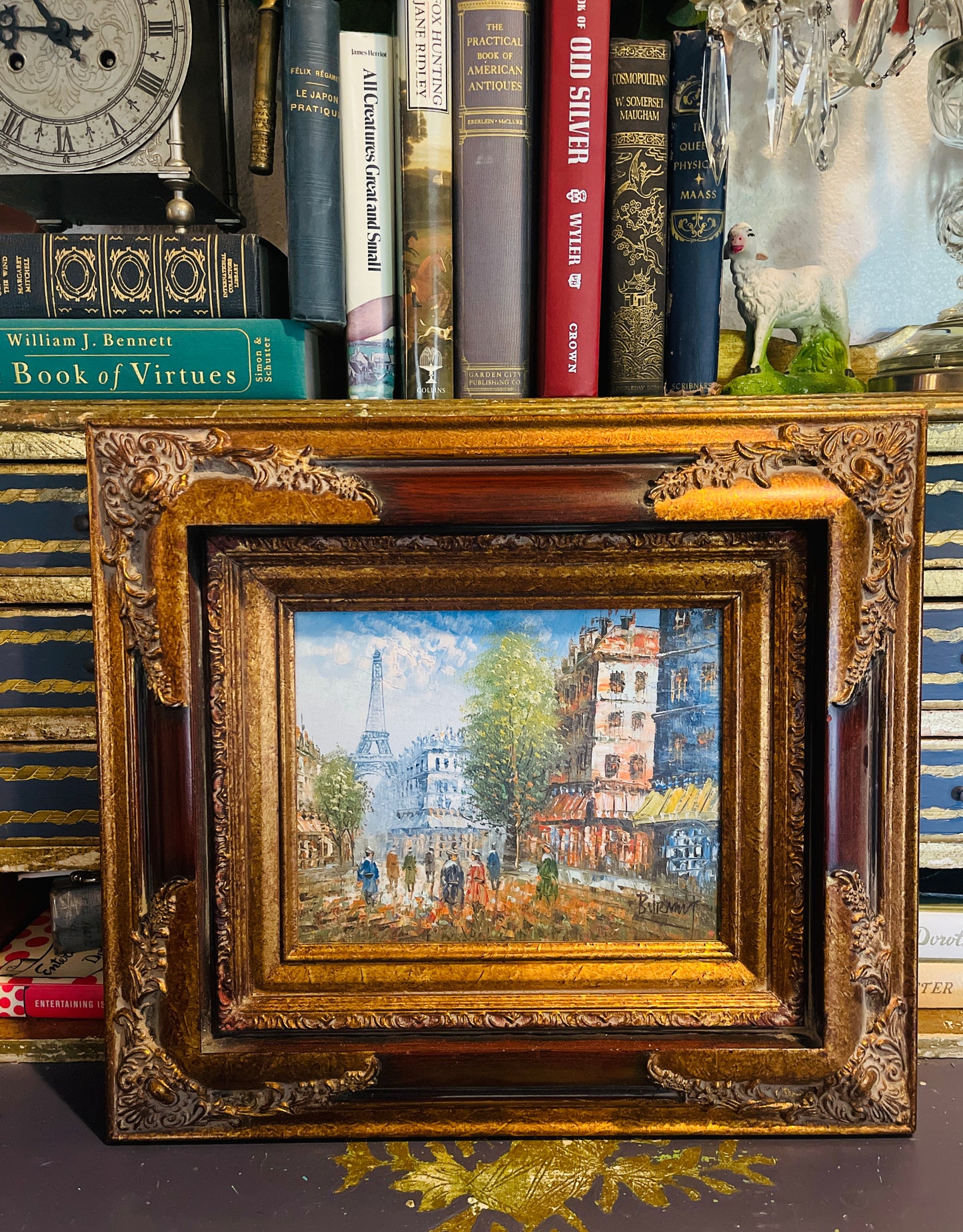 Vintage Paris Painting, Caroline Burnett Eiffel Tower Original Oil Painting, Artist Signed