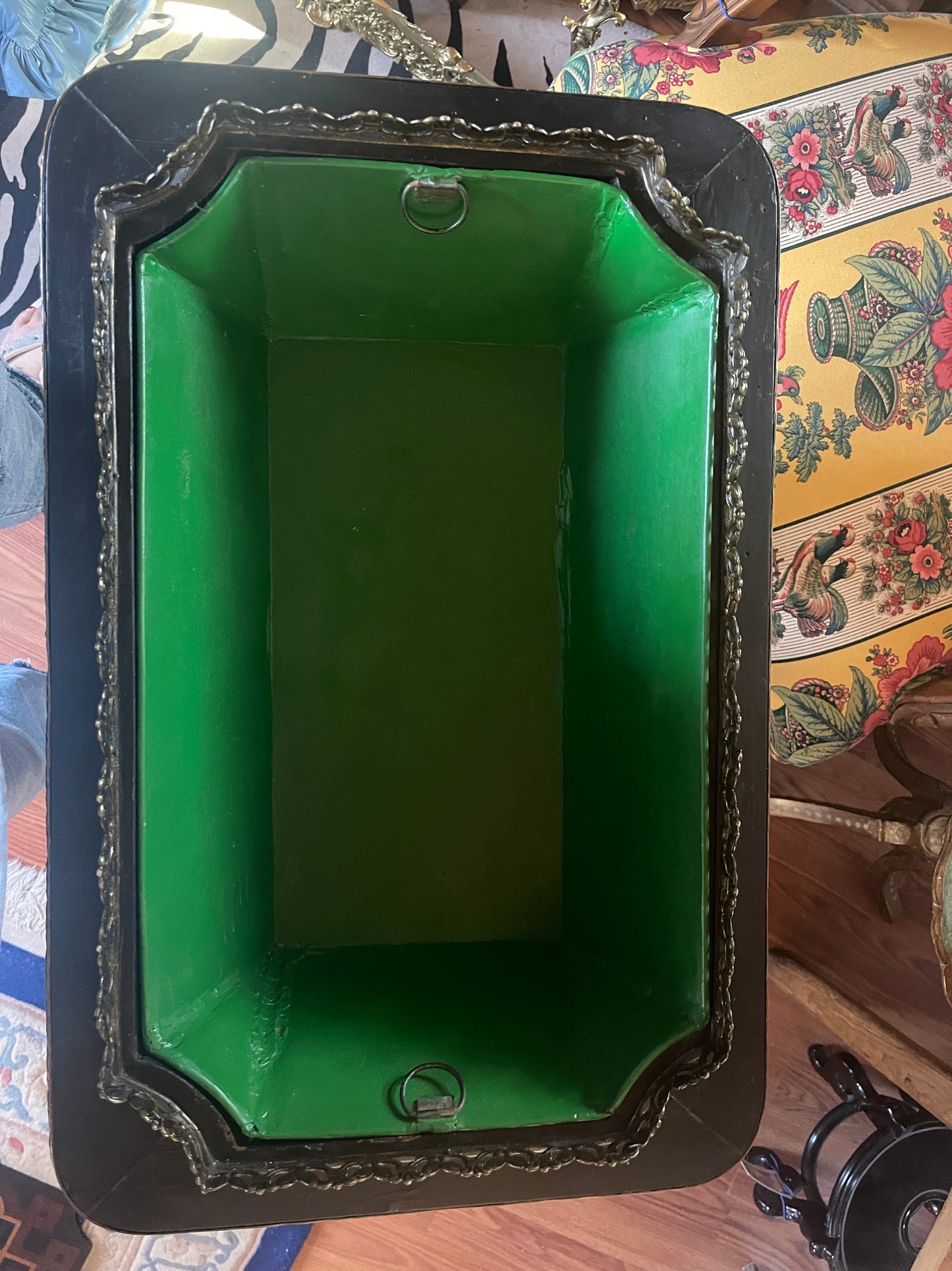 Antique Neoclassical Jardiniere Planter Table with Ormolu Detail and Painted Porcelain, Napoleon III, French Antique, Bronze, Estate Decor