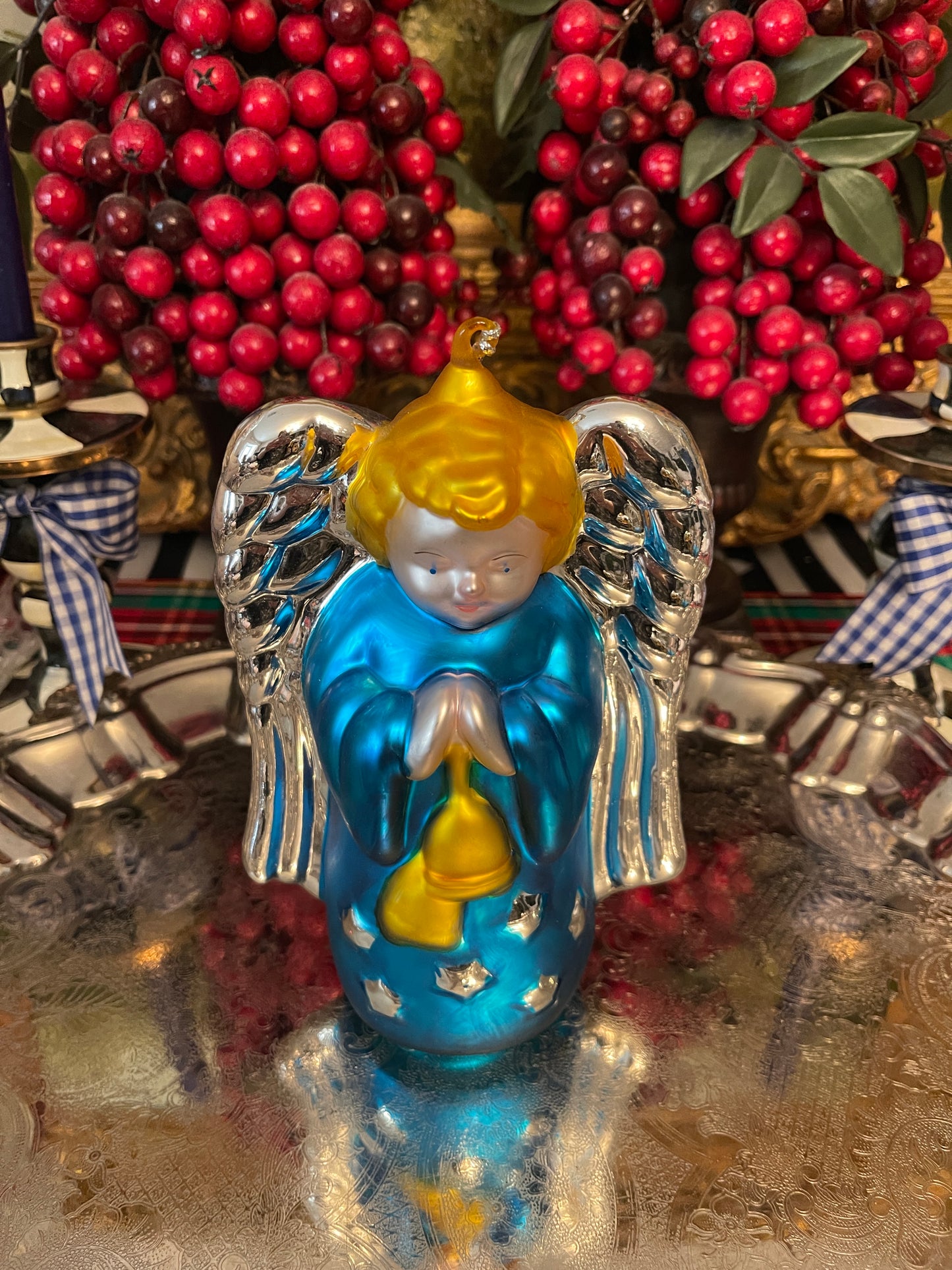 LARGE Angel Mercury Glass Ornament by Dept 56, Vintage