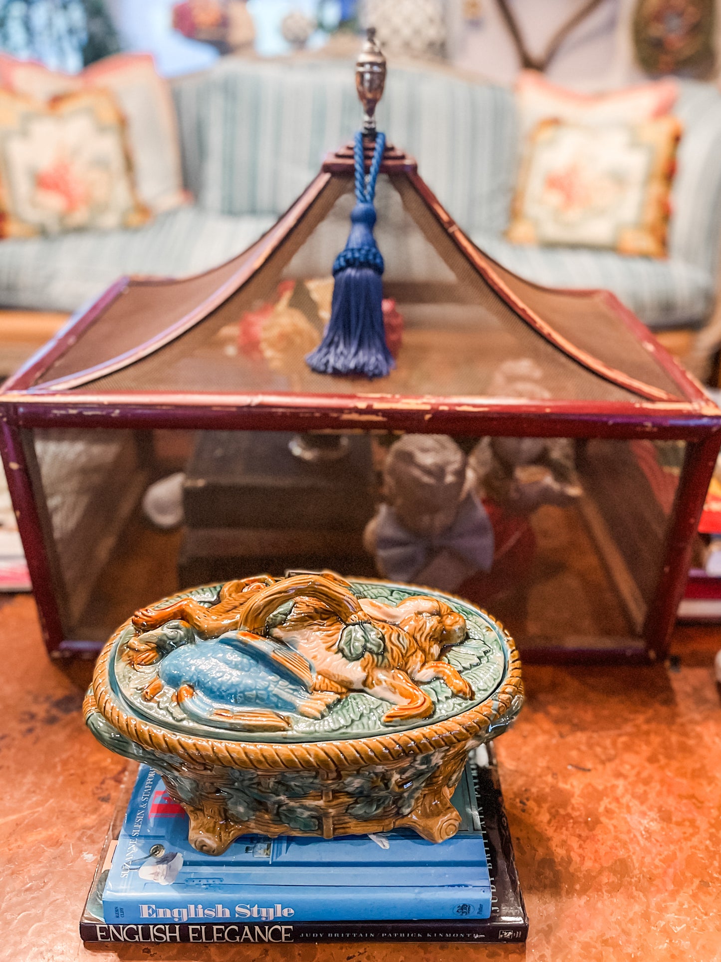 Majolica Style Hunt Tureen, Vintage