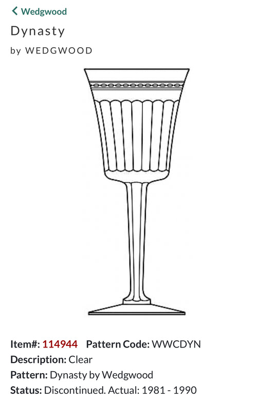 Slightly Shorter-Wedgwood Dynasty Water Goblets