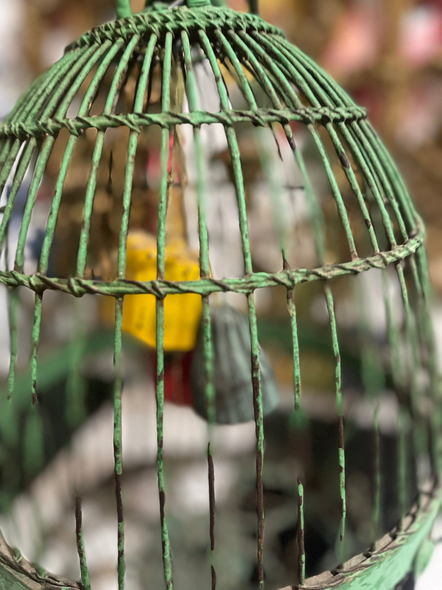 Vintage Tole Bird Cage with Bells