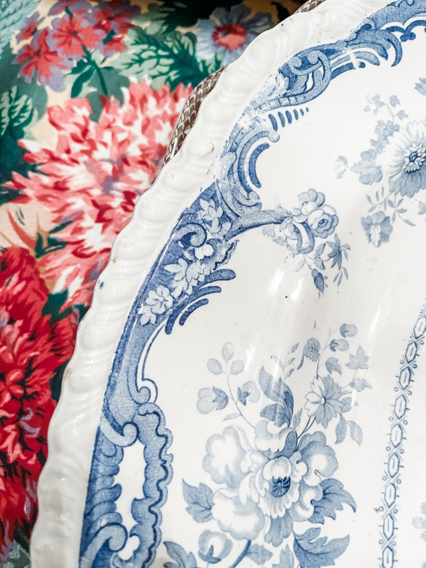 Antique 19th Century Minton Chinese Marine Opaque Blue and White Chinoiserie Platter, XLARGE