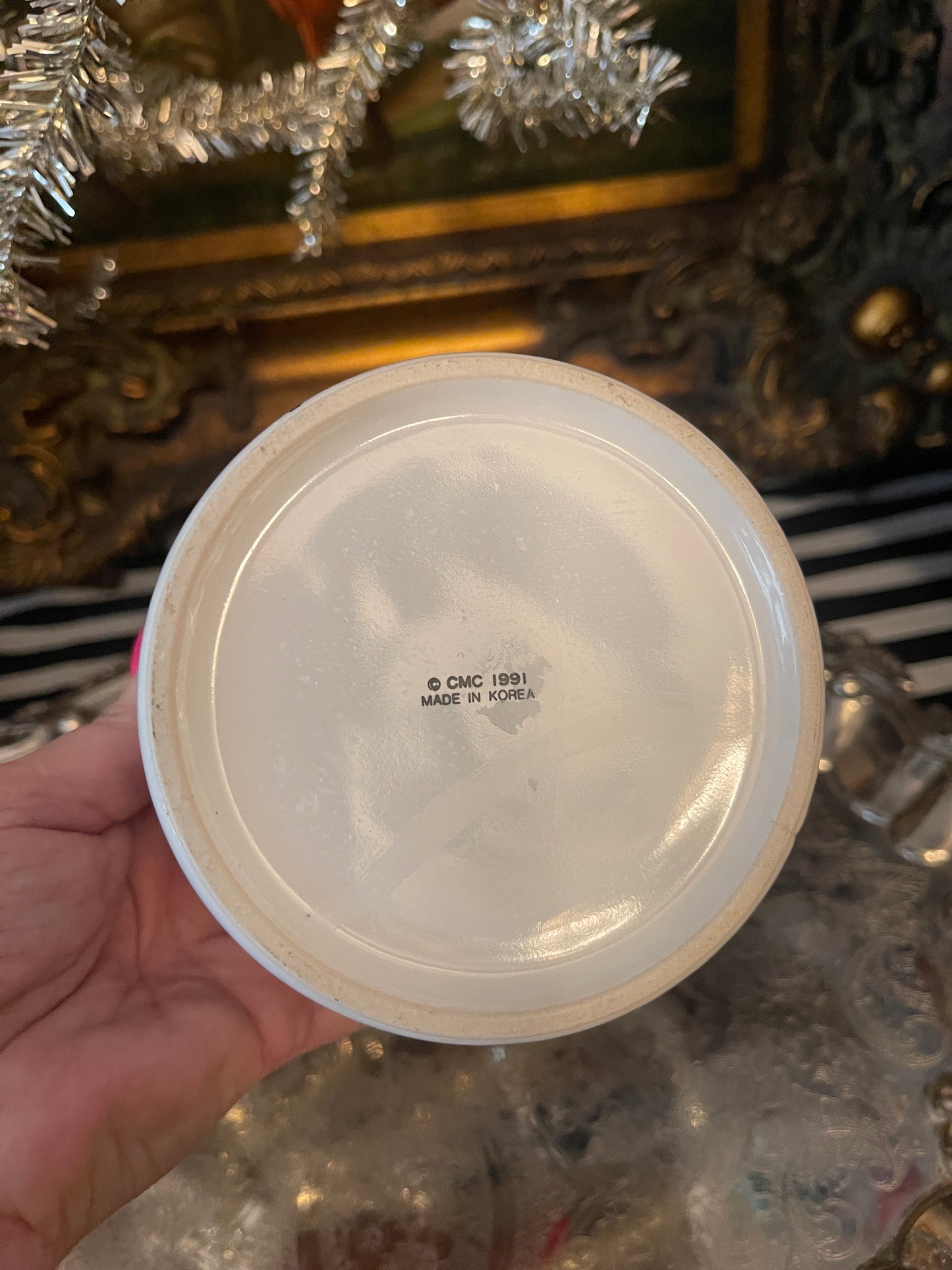 Vintage CMC 1991 Animal Christmas Print Bowl Dish