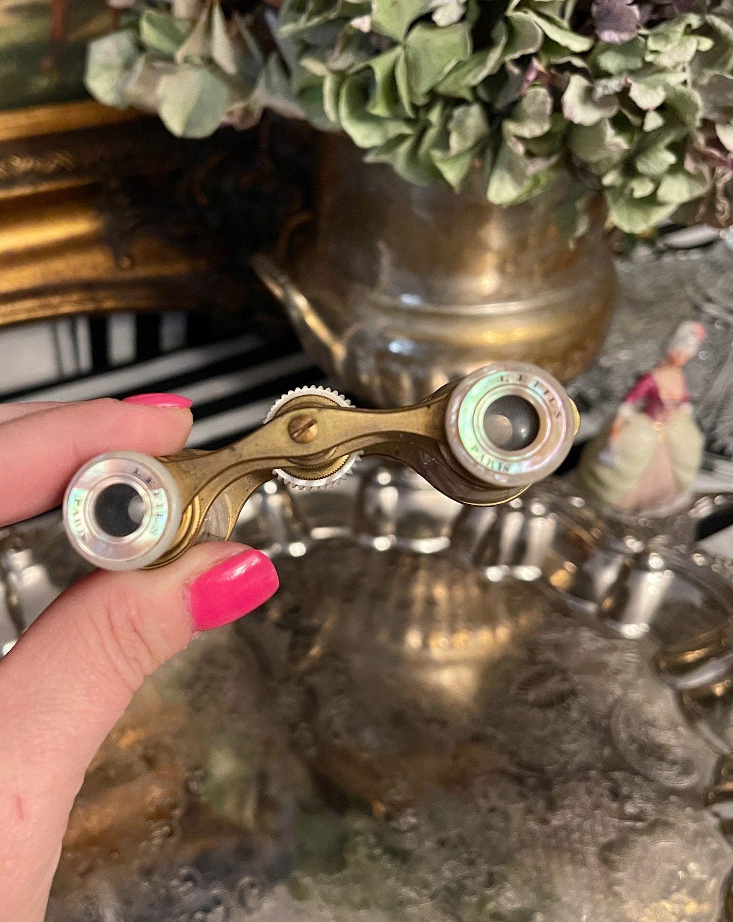 Lefils Paris Opera Glasses, Mother of Pearl and Brass