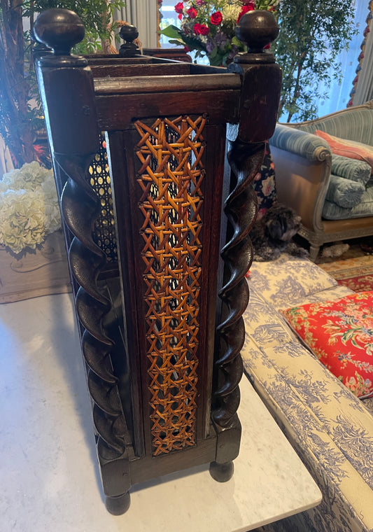 Antique 19th Century Barley Twist & Cane Umbrella Stand | English-Style Entryway Holder