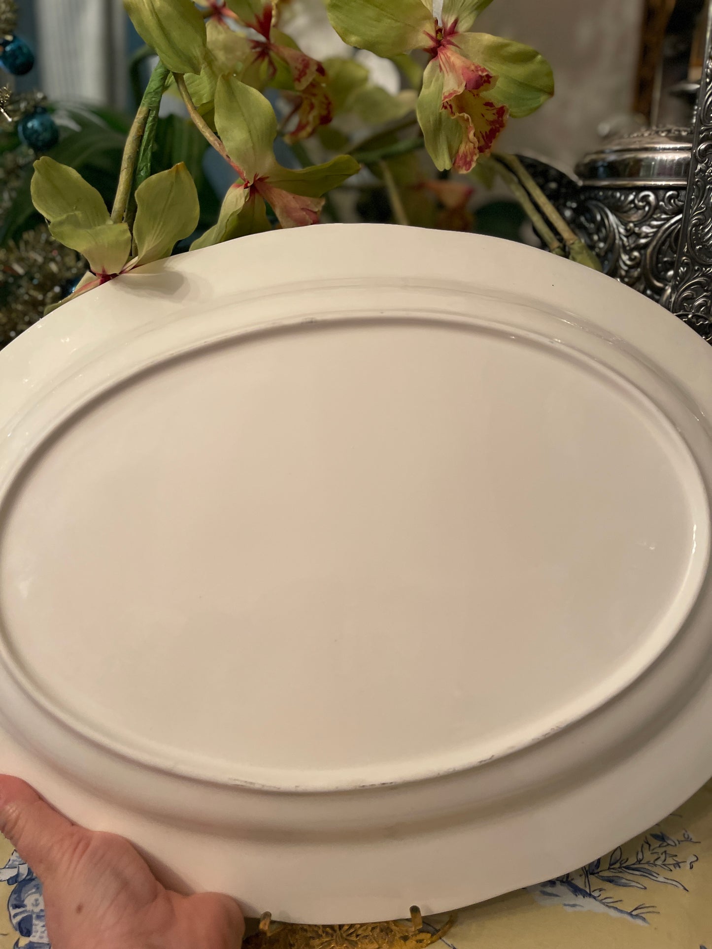 XLarge Vintage Blue Willow Platter, Chinoiserie Statement Piece
