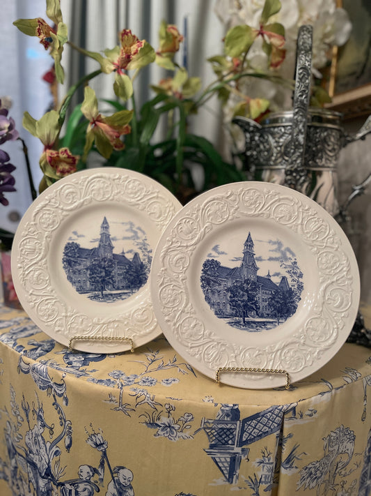 Georgia Burleson Hall Baylor University Blue and White Wedgwood Commemorative Plate