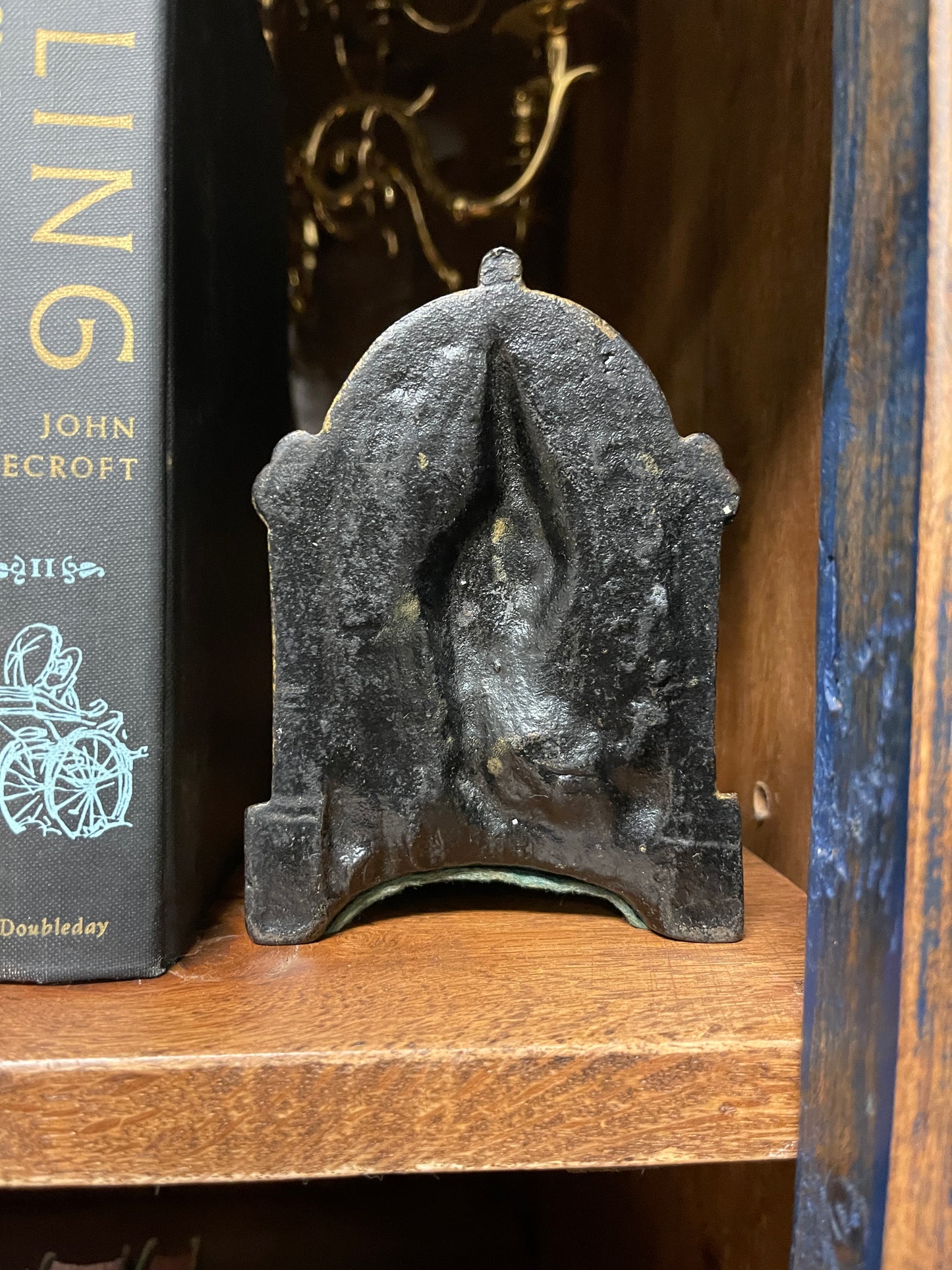 Vintage Art Nouveau Peacock Bookends, Hand Painted Cast Iron