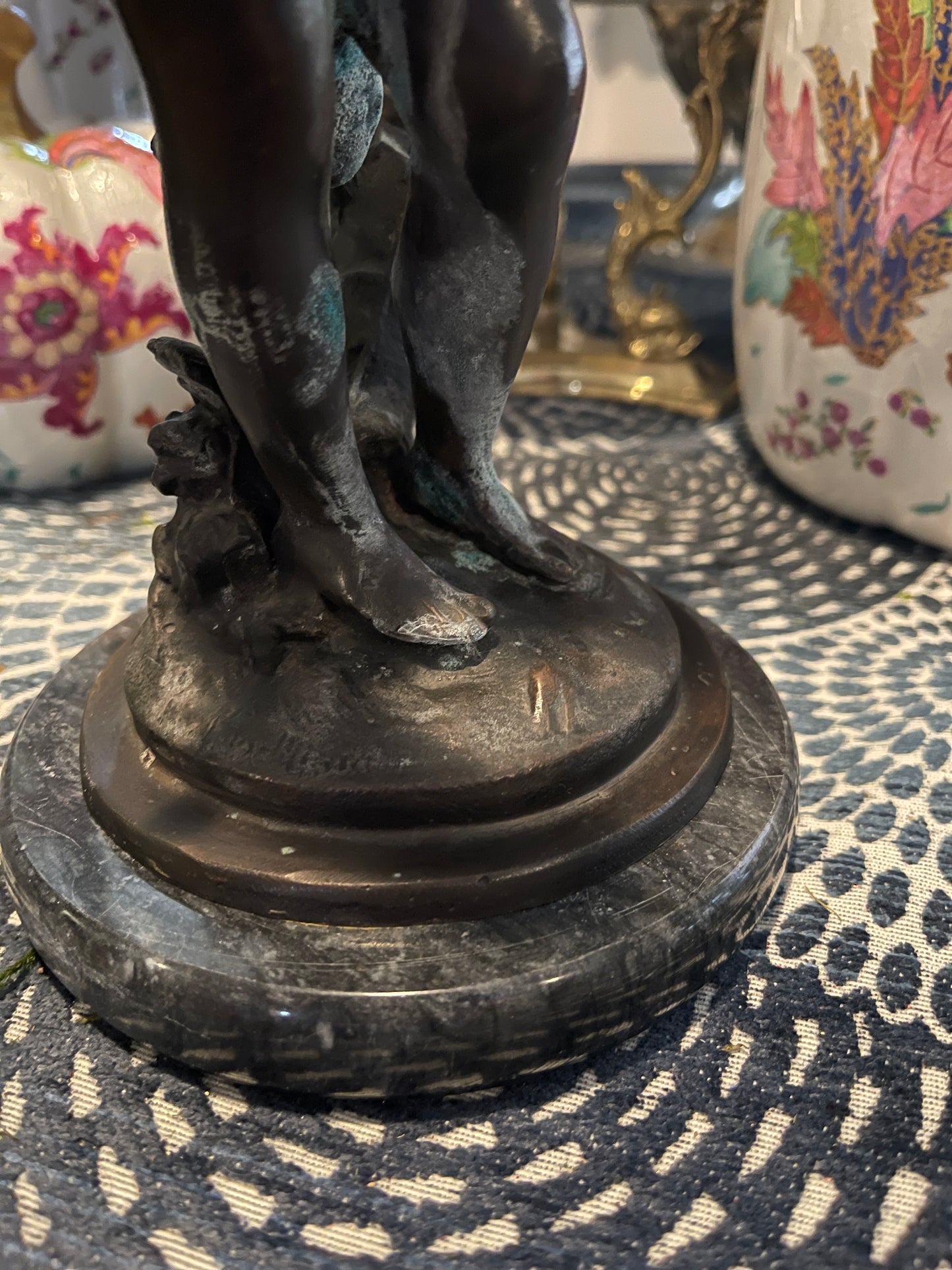 Vintage Bronze Putti Statue