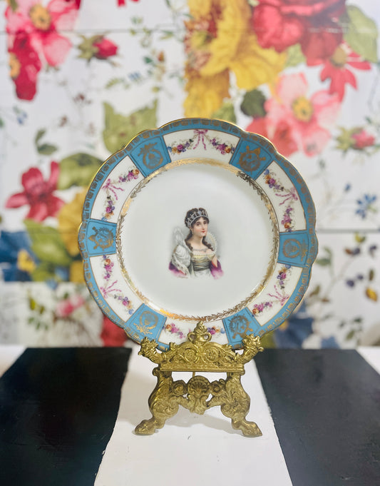 Antique Sèvres Style Joséphine Plate, Napoleon Bonaparte's first wife and France's First Empress