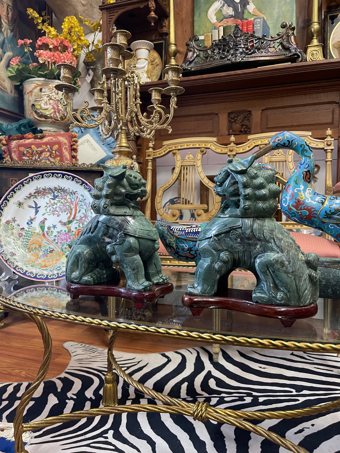 Vintage Foo Dog Vessel Jars on Stand – Heavy – 9.5” Tall