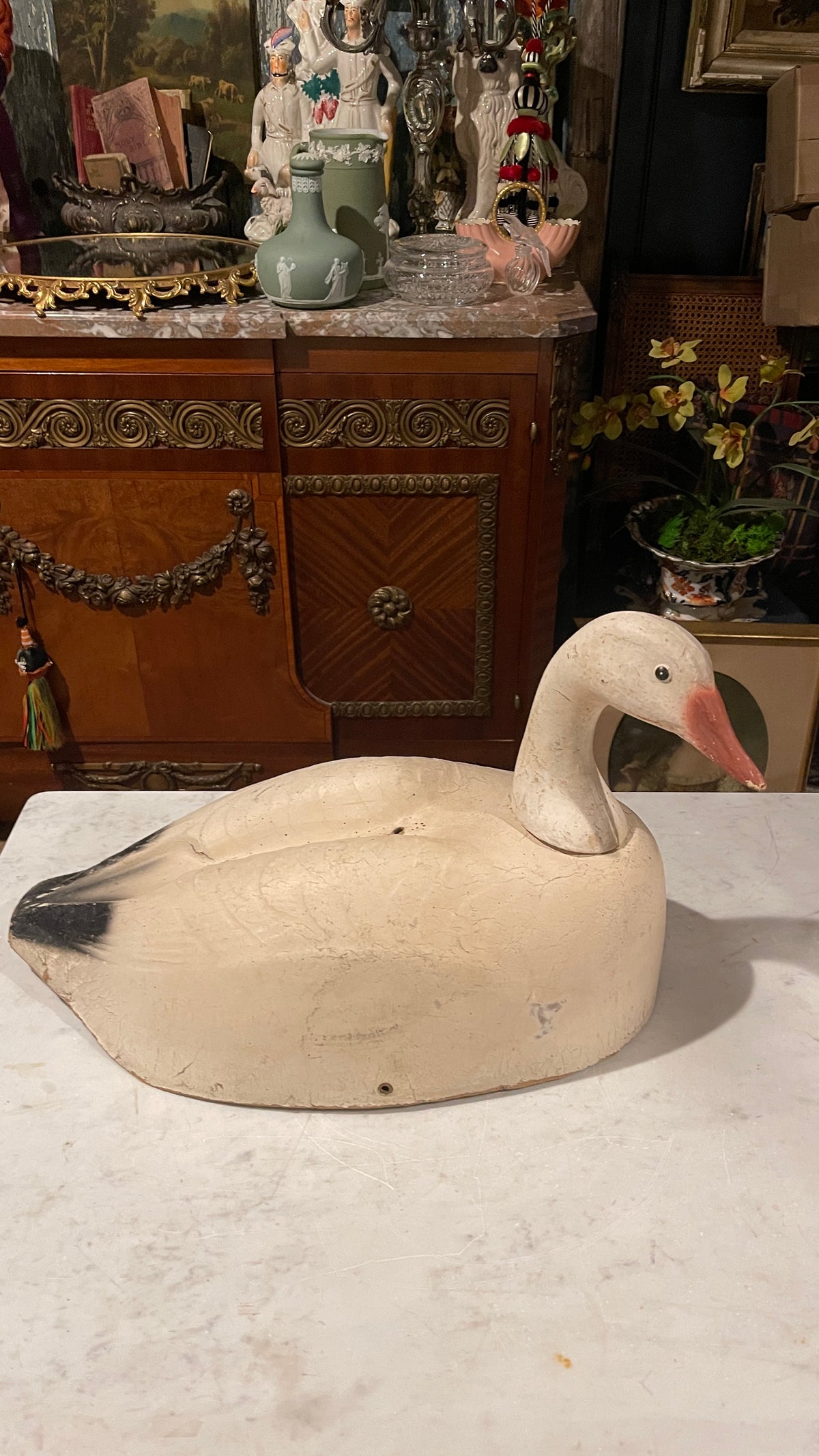 Quite the Goose — Vintage Hand-Painted Goose Decoy | 12” H × 17” L × 10” D