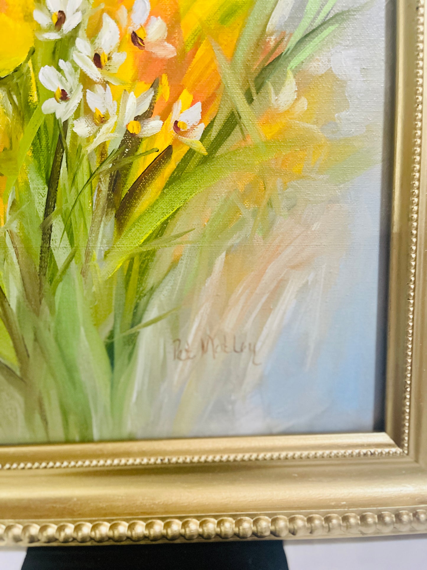 Daffodils and Paperwhites Oil Painting, Original Estate Art, Vintage, Artist Signed