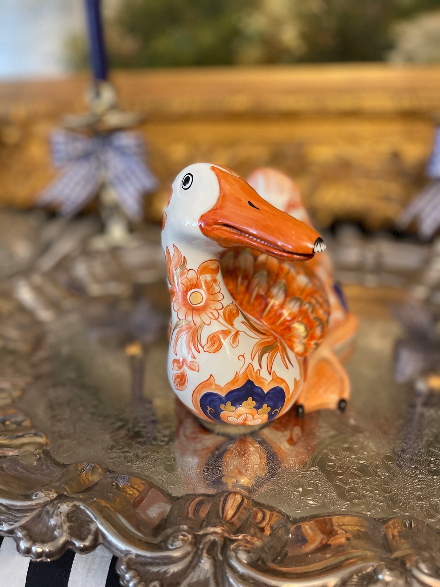 Vintage Chinoiserie Imari Style Duck, Made in Italy for Paul Hanson
