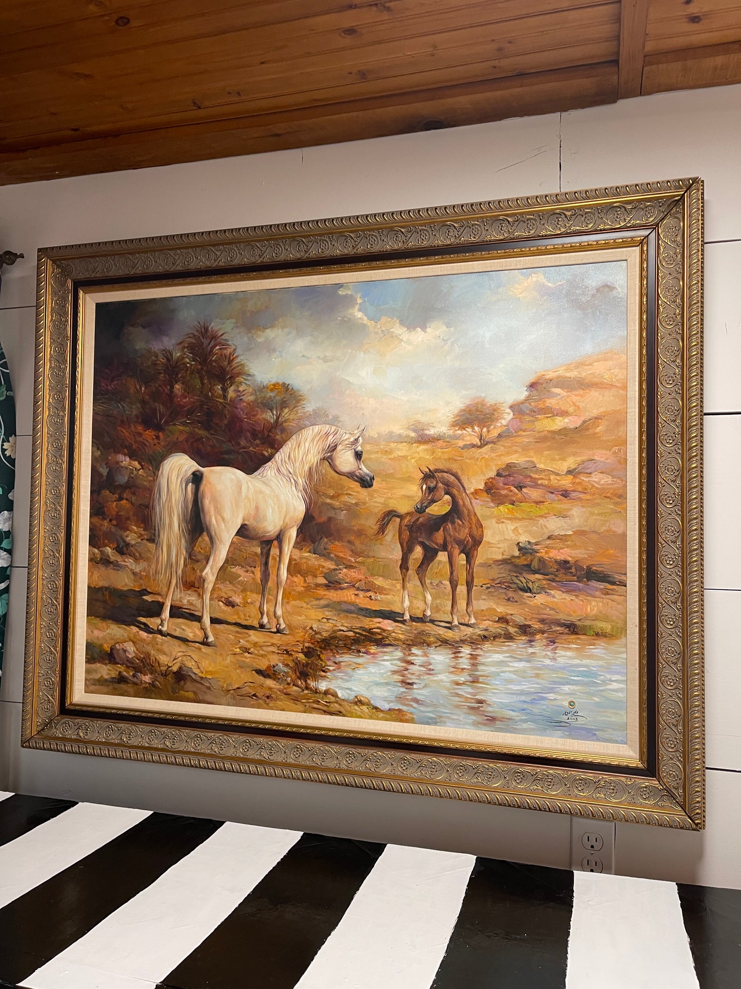 Arabian Horse Painting by Noted Artist Ali Al Mimar, Estate Art