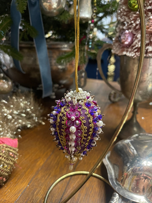 Vintage Purple, ‘Pearl’ and Gold Push Pin Ornament