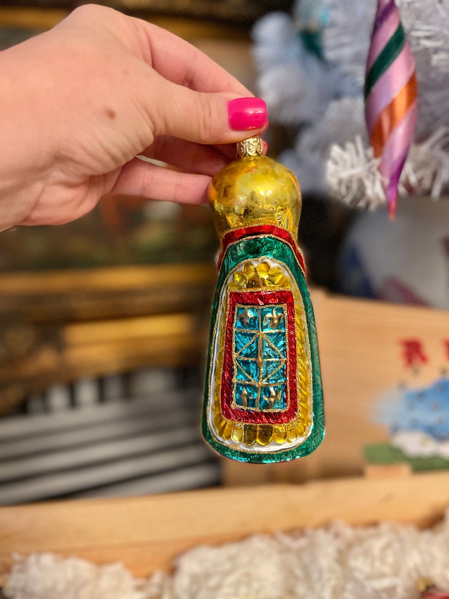 Vintage Kurt Adler Russian Collection of Polonaise Handblown Glass Ornaments in the Original Box, Made in Poland