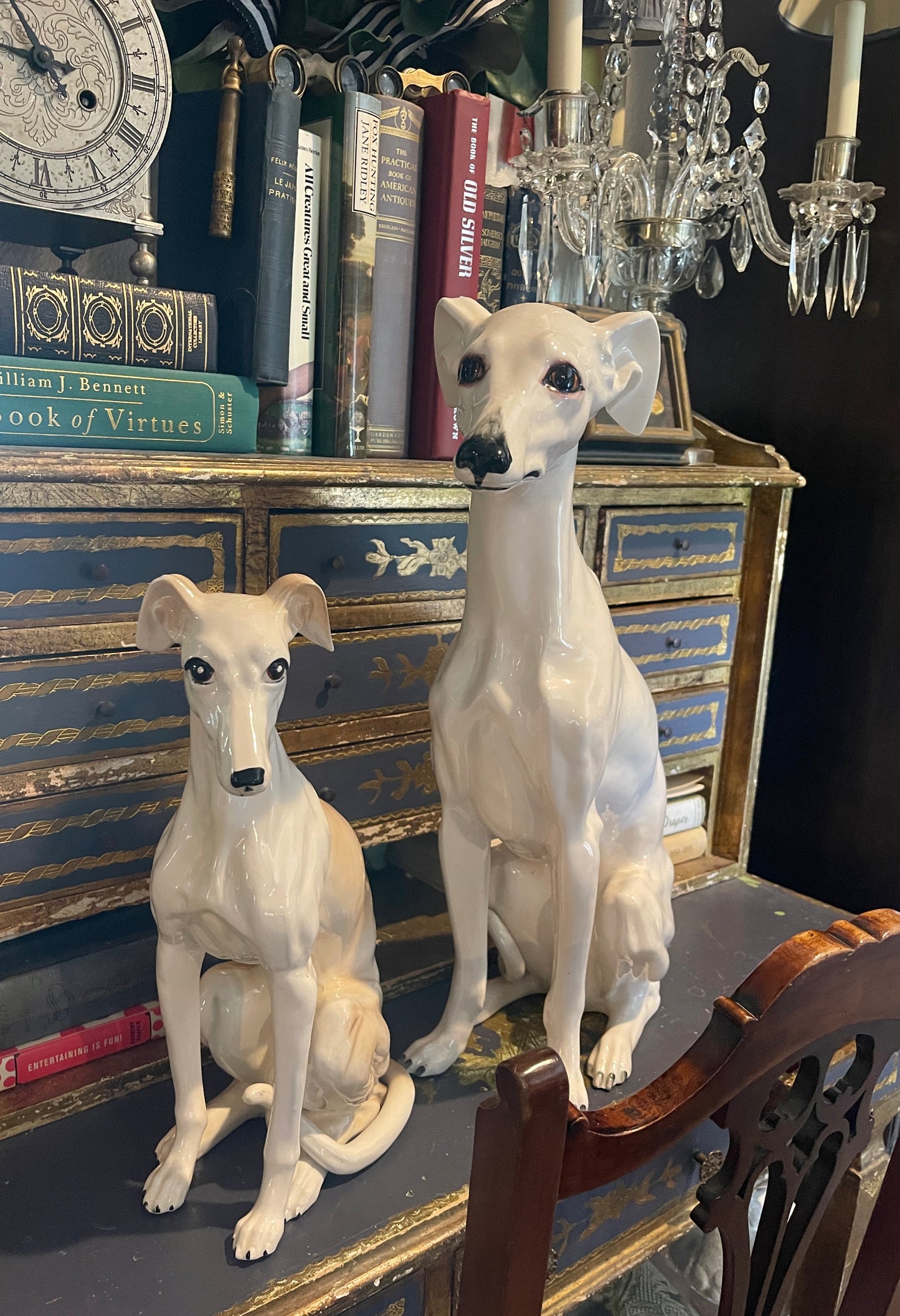 LARGE Italian Greyhound /Whippet, Hand Painted Porcelain