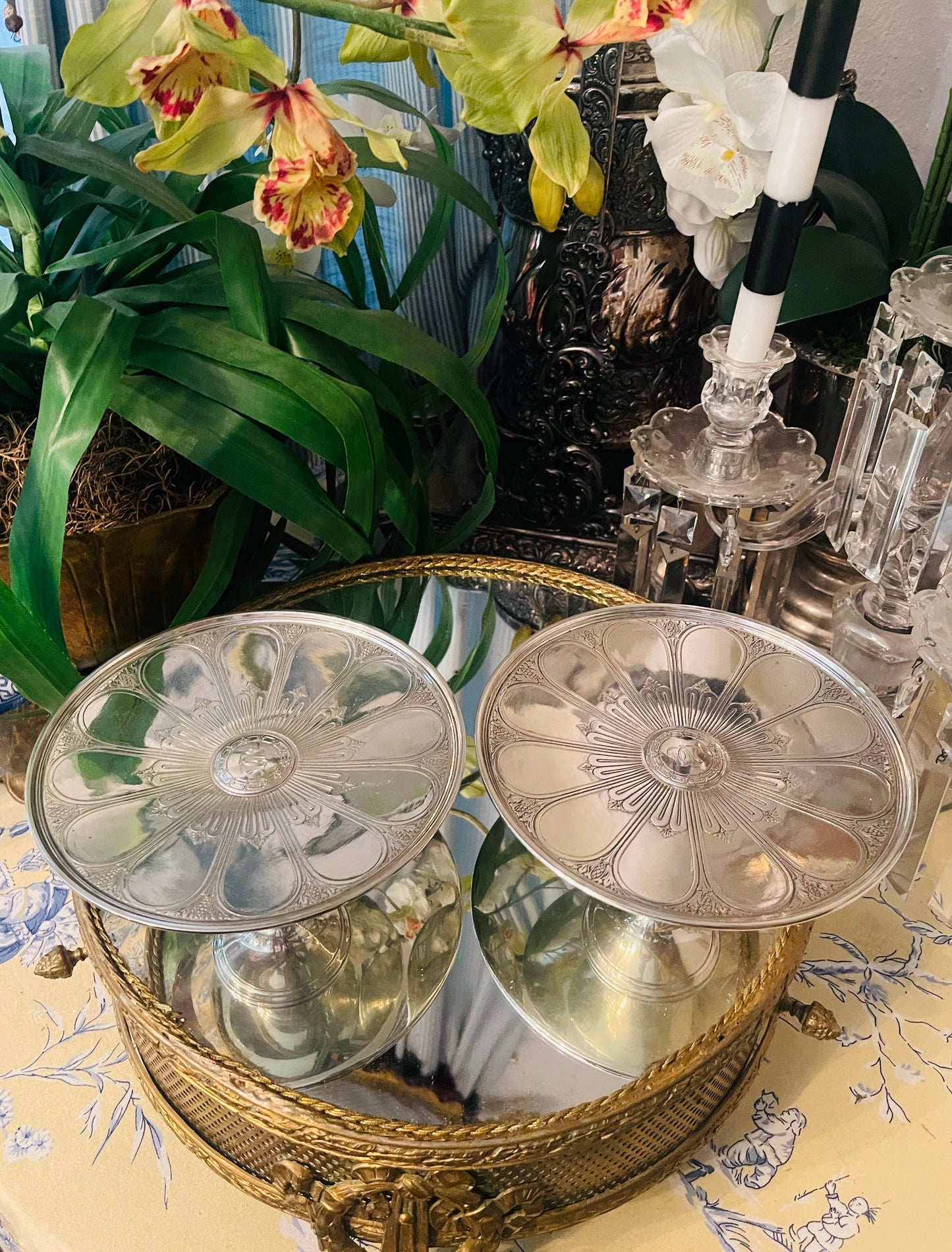 PAIR of Antique Tiffany & Co. Sterling Silver Tazzas, Estate Decor
