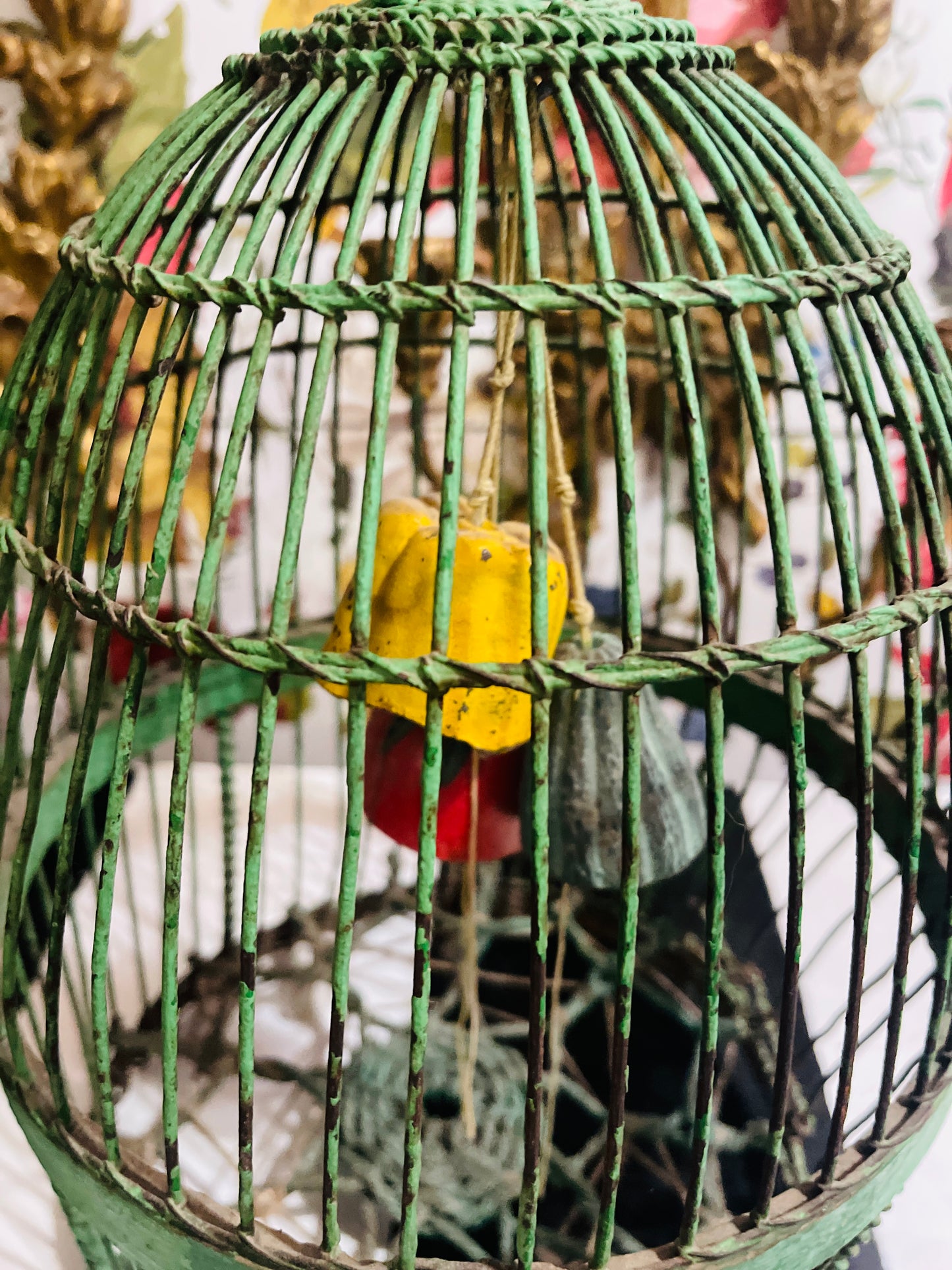 Vintage Tole Bird Cage with Bells