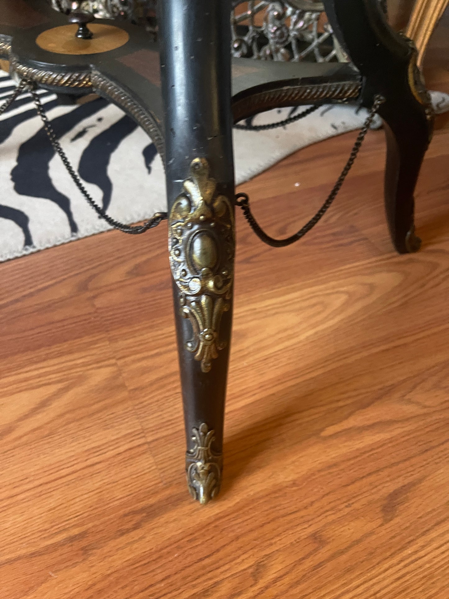 Antique Neoclassical Jardiniere Planter Table with Ormolu Detail and Painted Porcelain, Napoleon III, French Antique, Bronze, Estate Decor