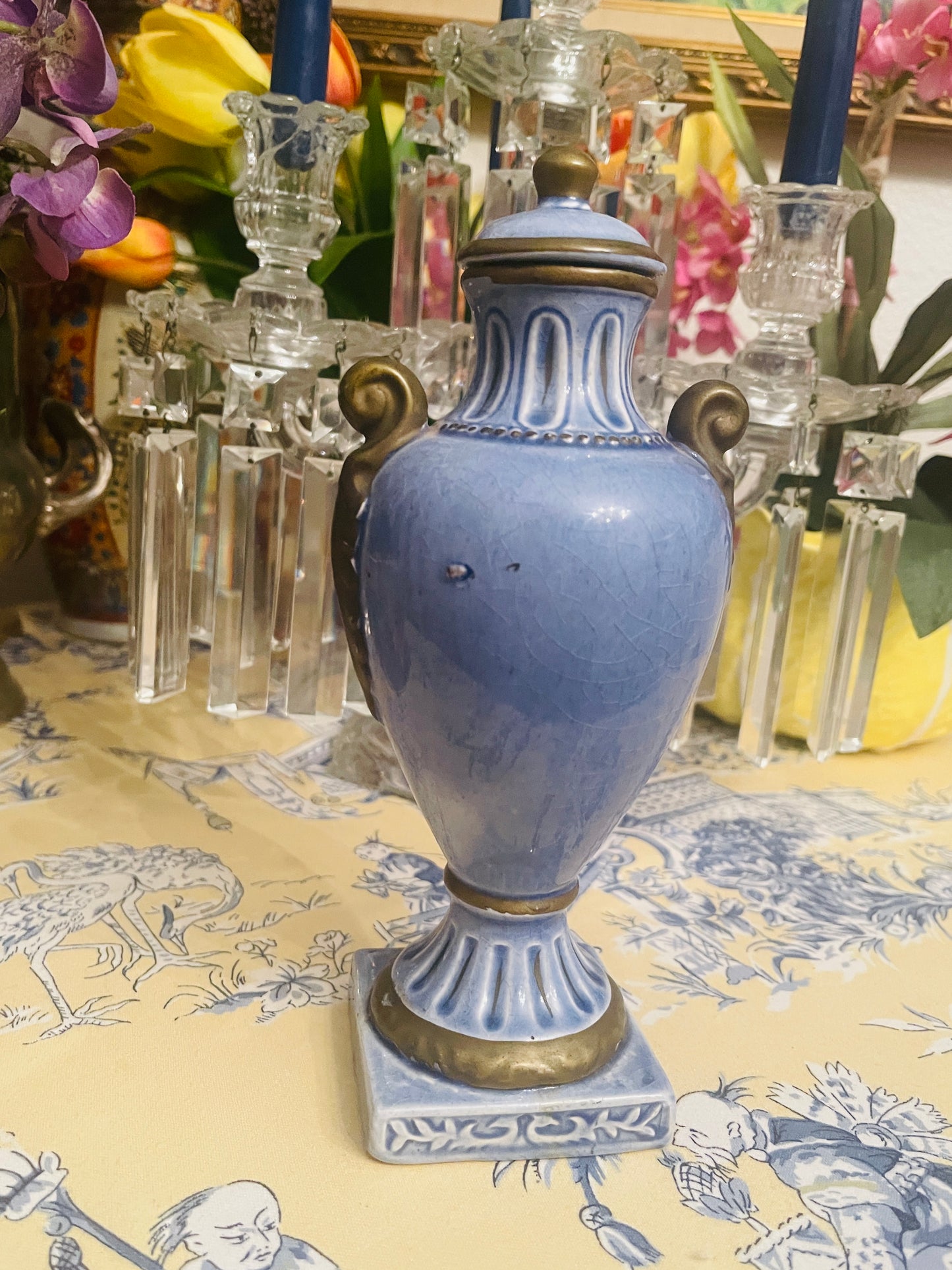 Vintage Hand Painted Lidded Urn, Rococo Style Courtship Urn, FANTASTIC!