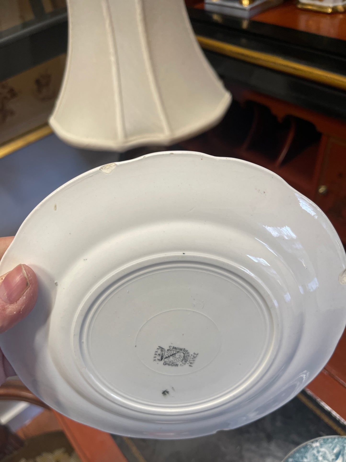 Antique Sarreguemines Soldats Napoleon Plate - 19th Century Antique French Digoin & Sarreguemines Teal & Black Napoleon Dessert Plate