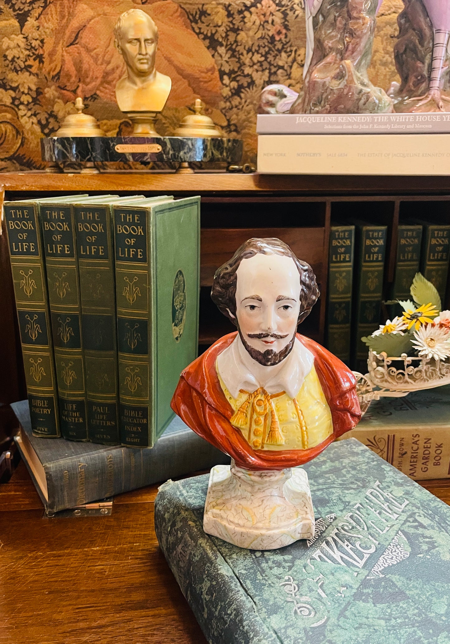 Antique Staffordshire Bust of Shakespeare – “Shakespere” Spelling – 19th Century English Figurine