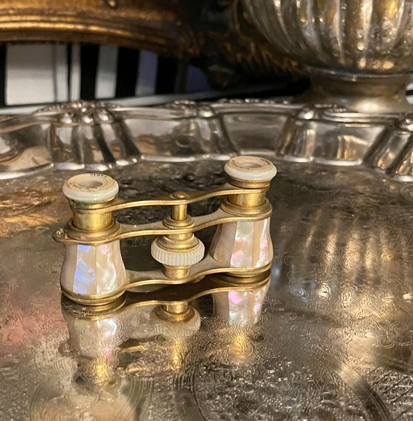 Lefils Paris Opera Glasses, Mother of Pearl and Brass
