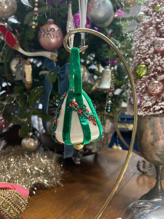 Vintage Satin String Push Pin Bell Ornament