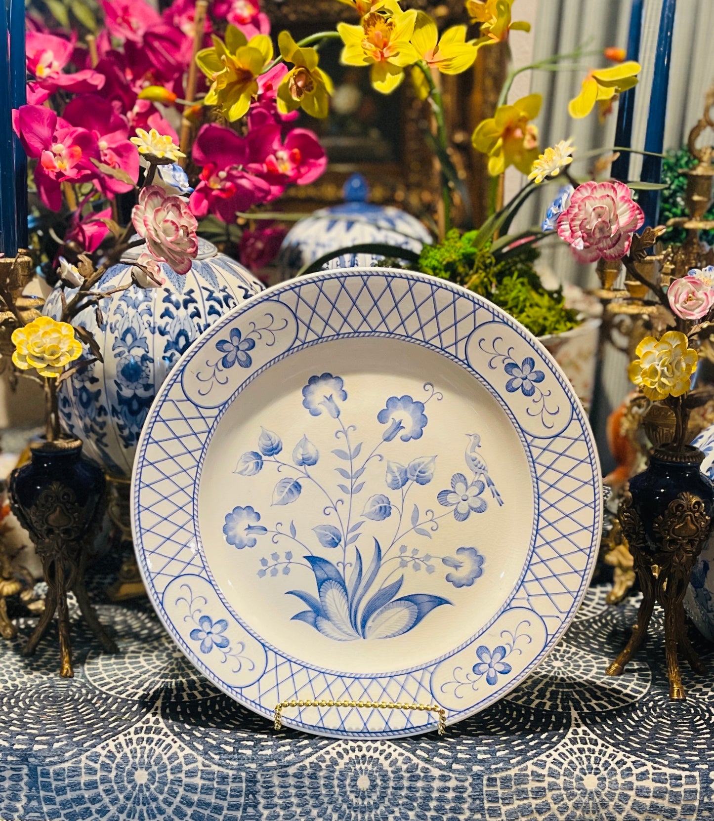 Vintage Blue and White Rörstrand Sweden ‘Fågel Blå’ or Blue Bird Platter