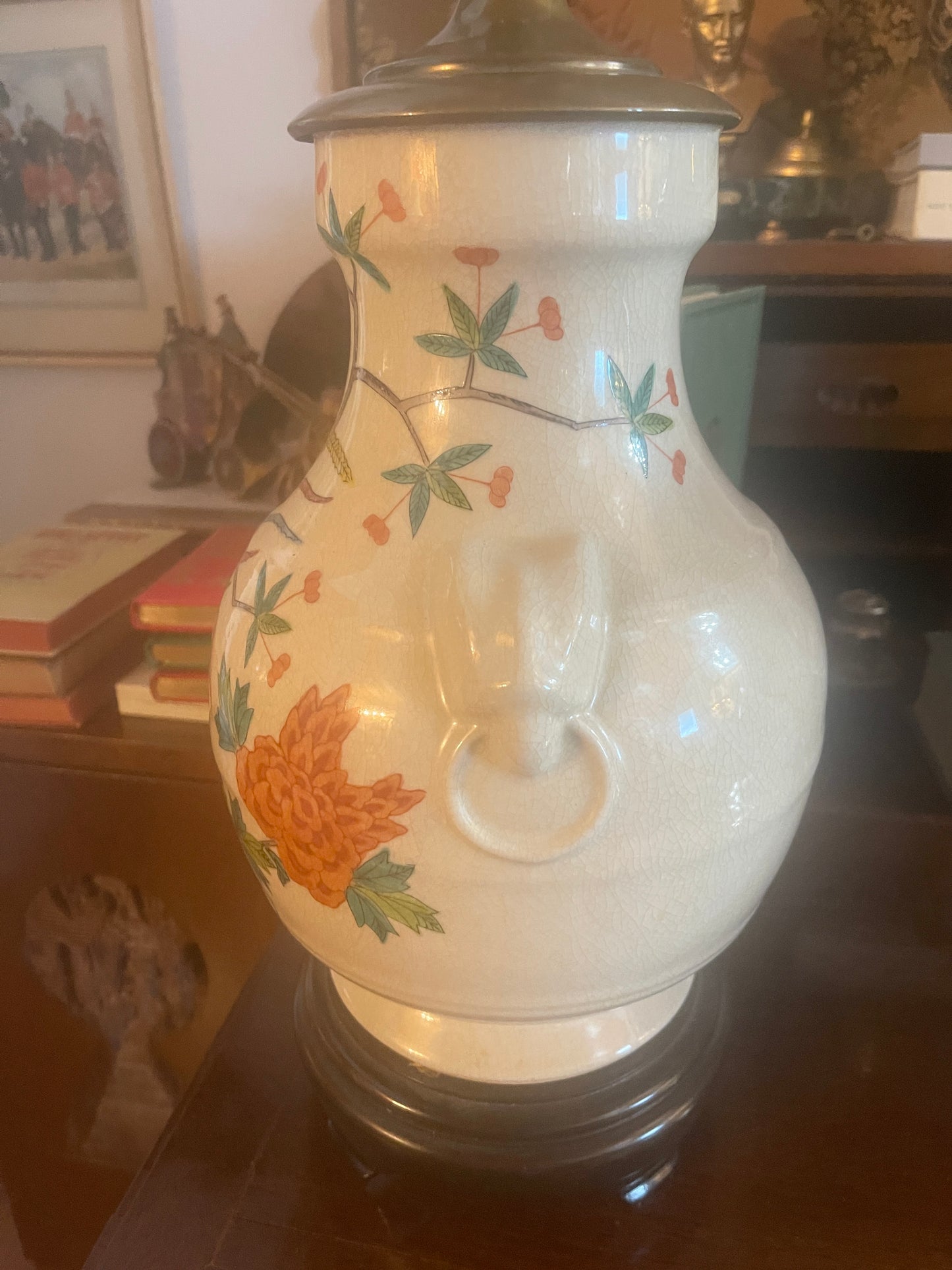 Pair of Chinoiserie Lamps, Vintage Chinese Porcelain