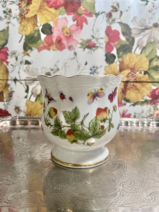 Ardalt Cachepot with Blooms, Butterflies, and Strawberries
