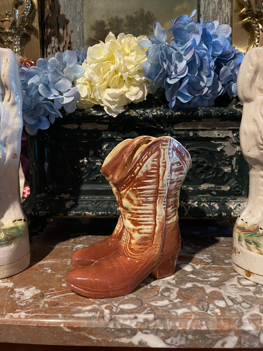 Vintage McCoy Pottery Cowboy Boot Planter | American Pottery Western Texas Décor