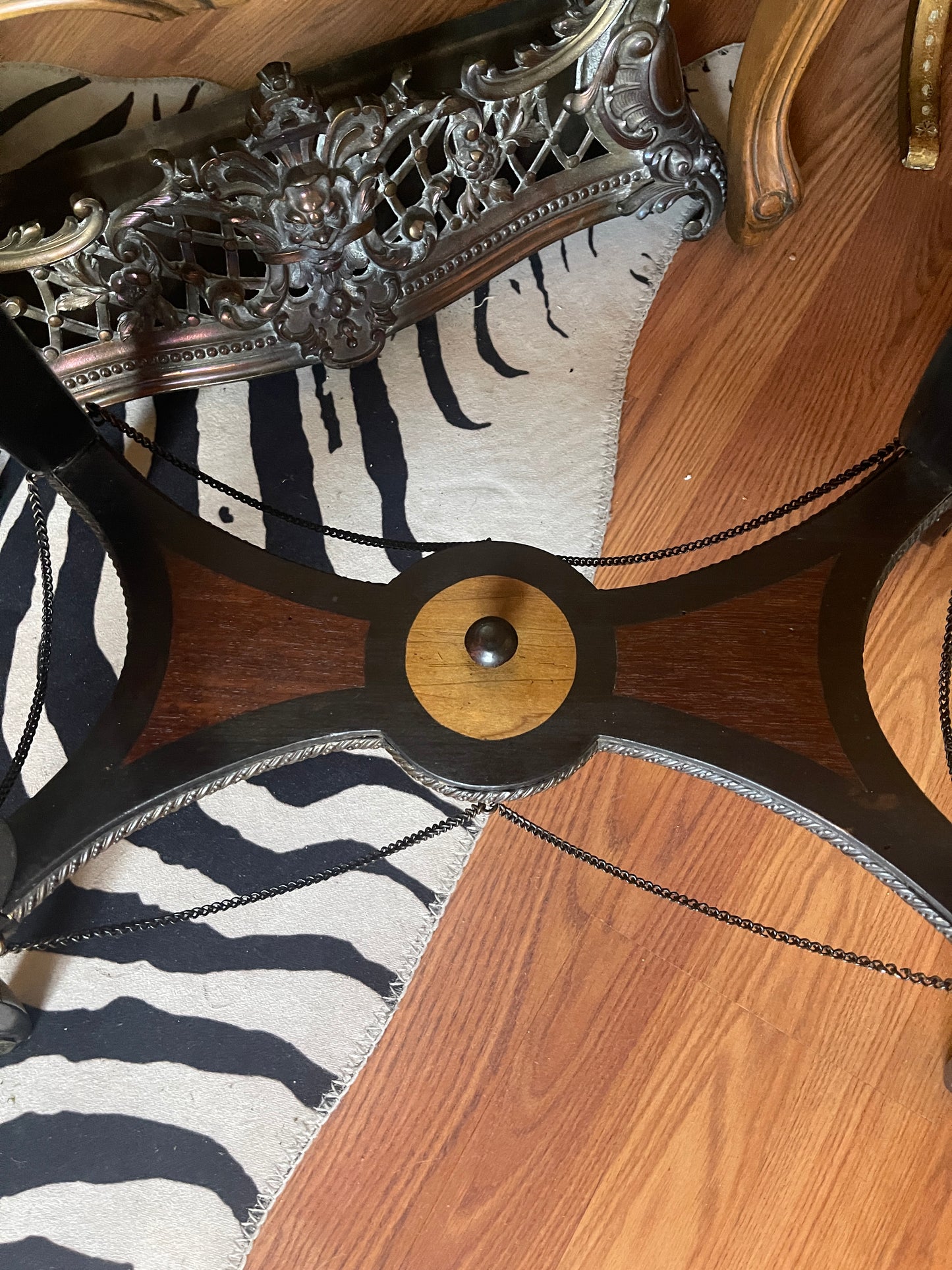 Antique Neoclassical Jardiniere Planter Table with Ormolu Detail and Painted Porcelain, Napoleon III, French Antique, Bronze, Estate Decor