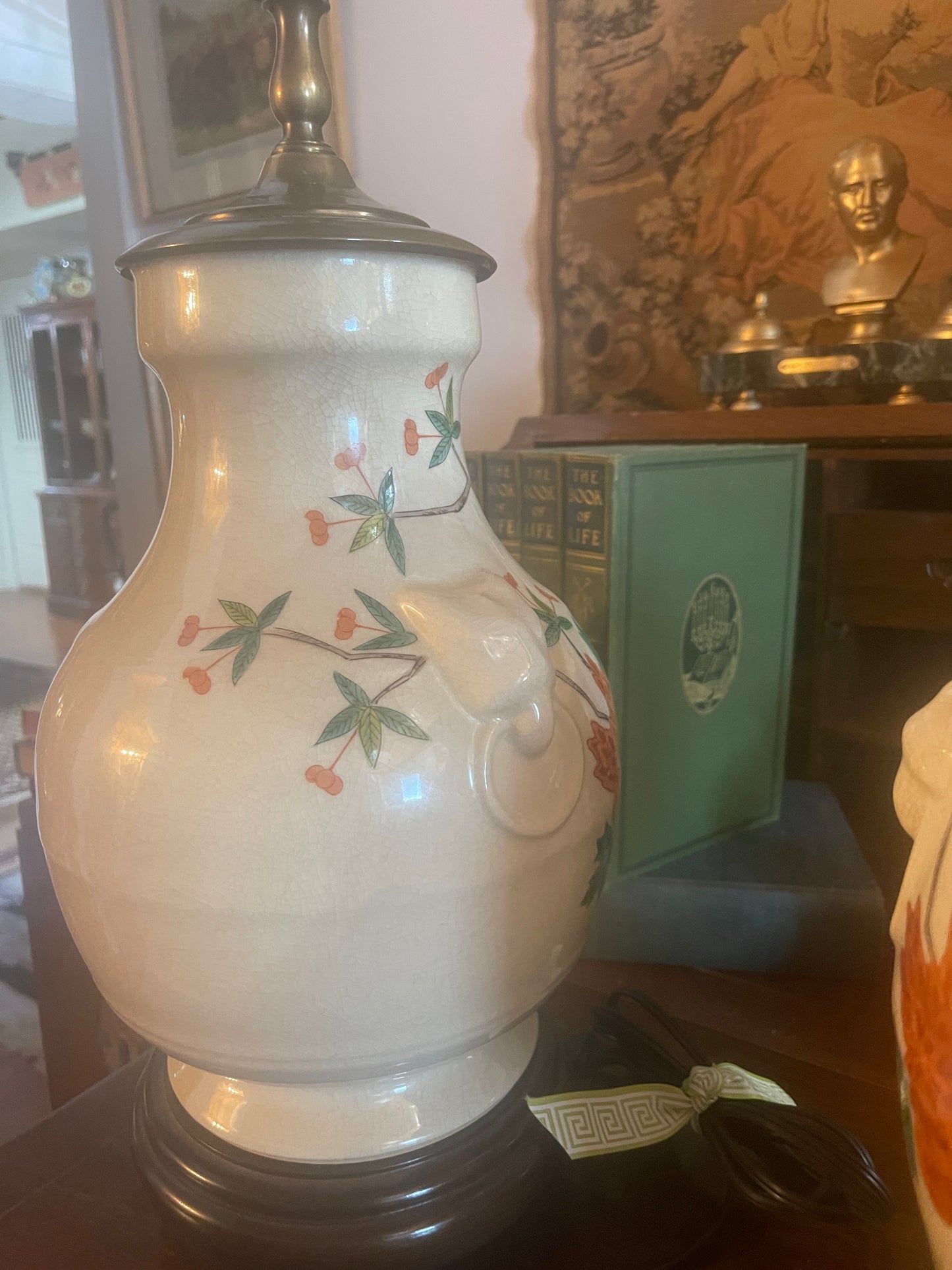 Pair of Chinoiserie Lamps, Vintage Chinese Porcelain