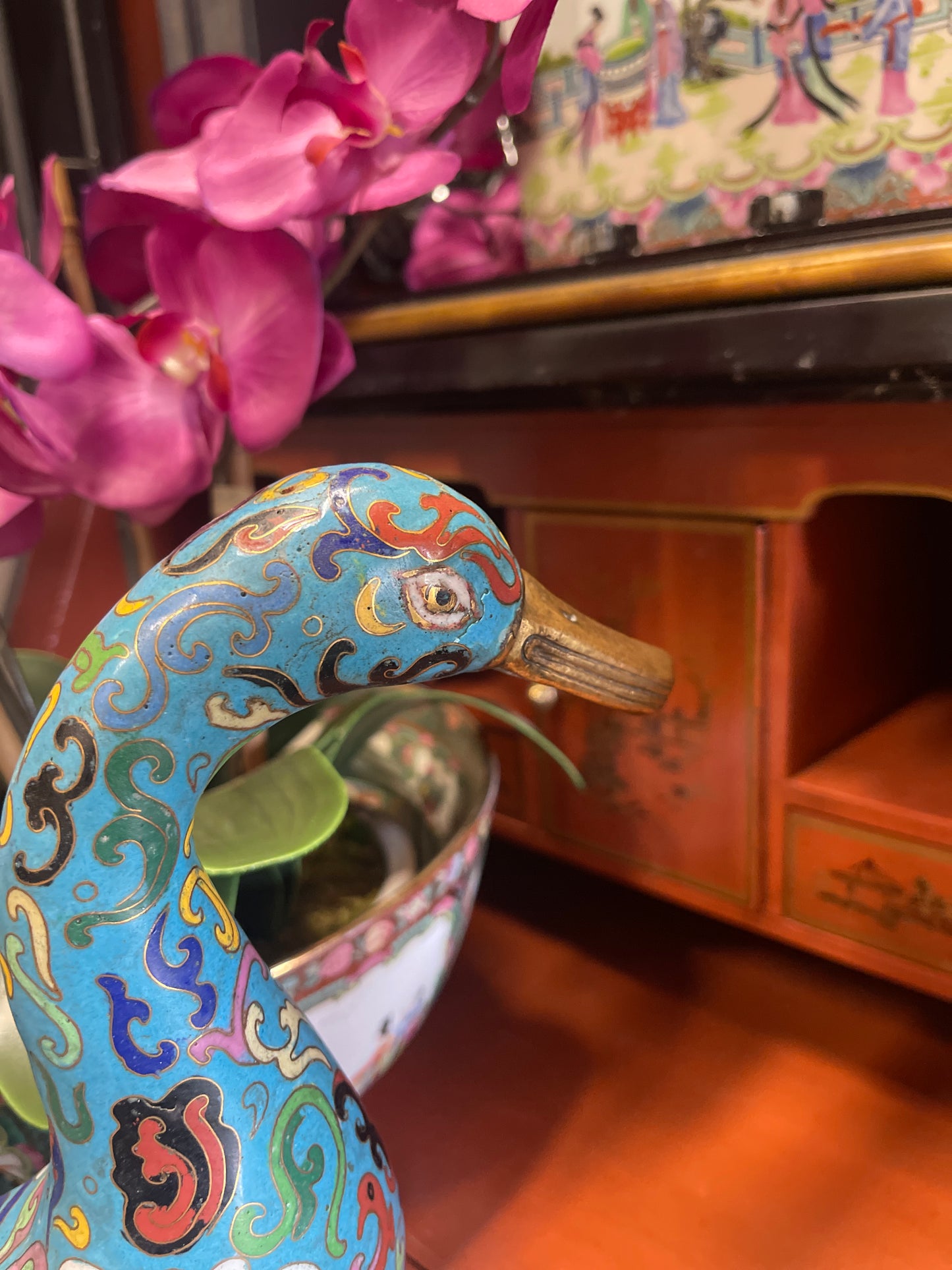 Pair of 1940s Chinese Cloisonne Ducks- FANTASTIC