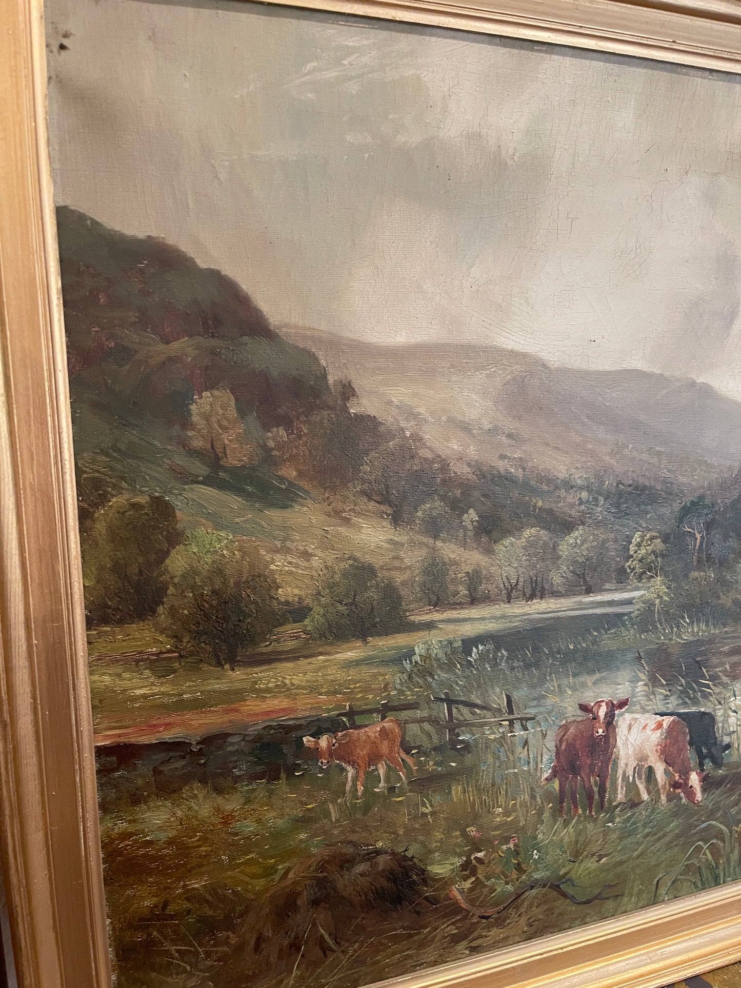 Pastoral Cattle Painting, Oil on Canvas by Wilton Morley, 19th Century UK Artist