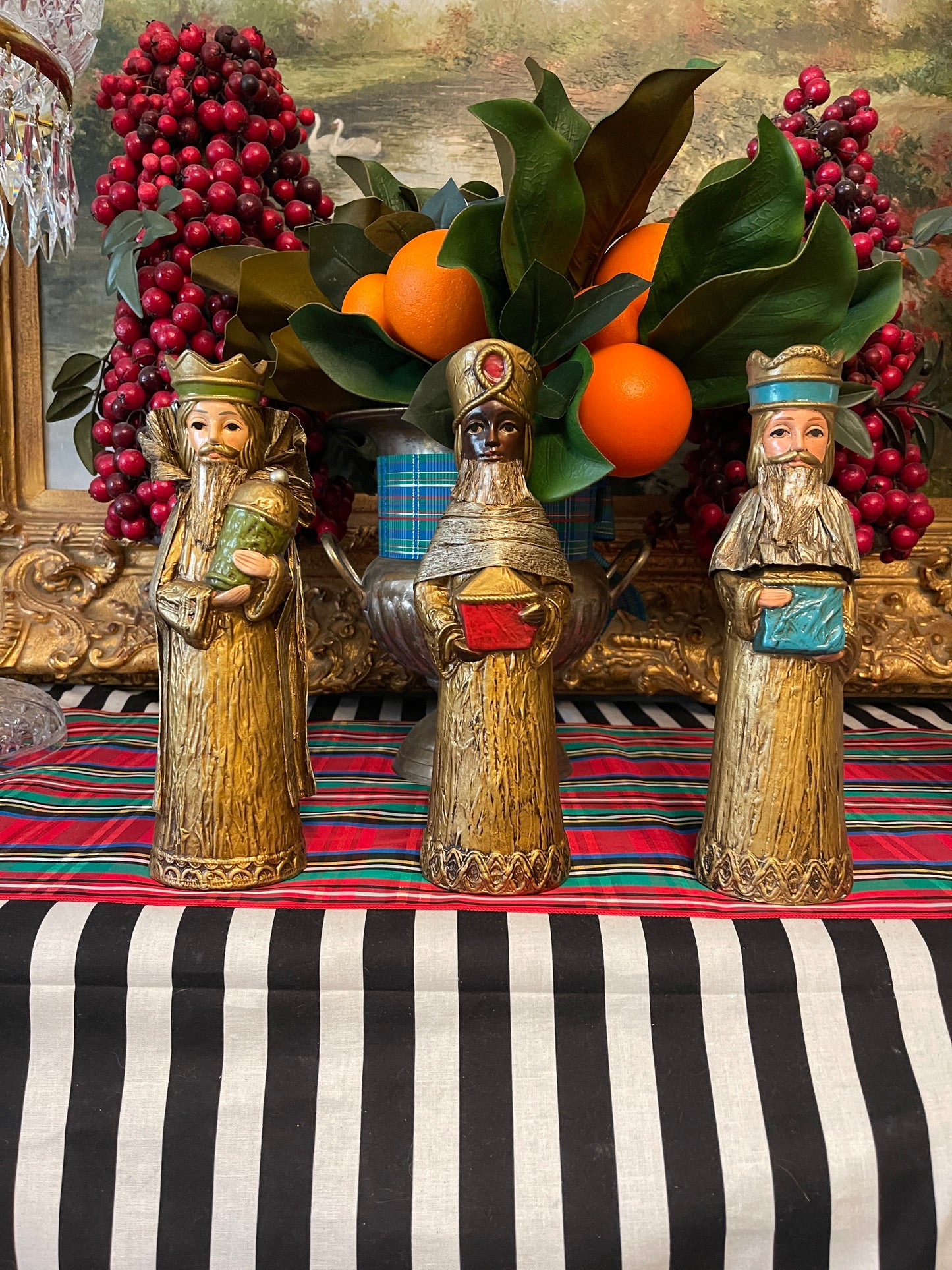 Vintage Paper Mache Three Kings/ Wise Men, Made in Japan